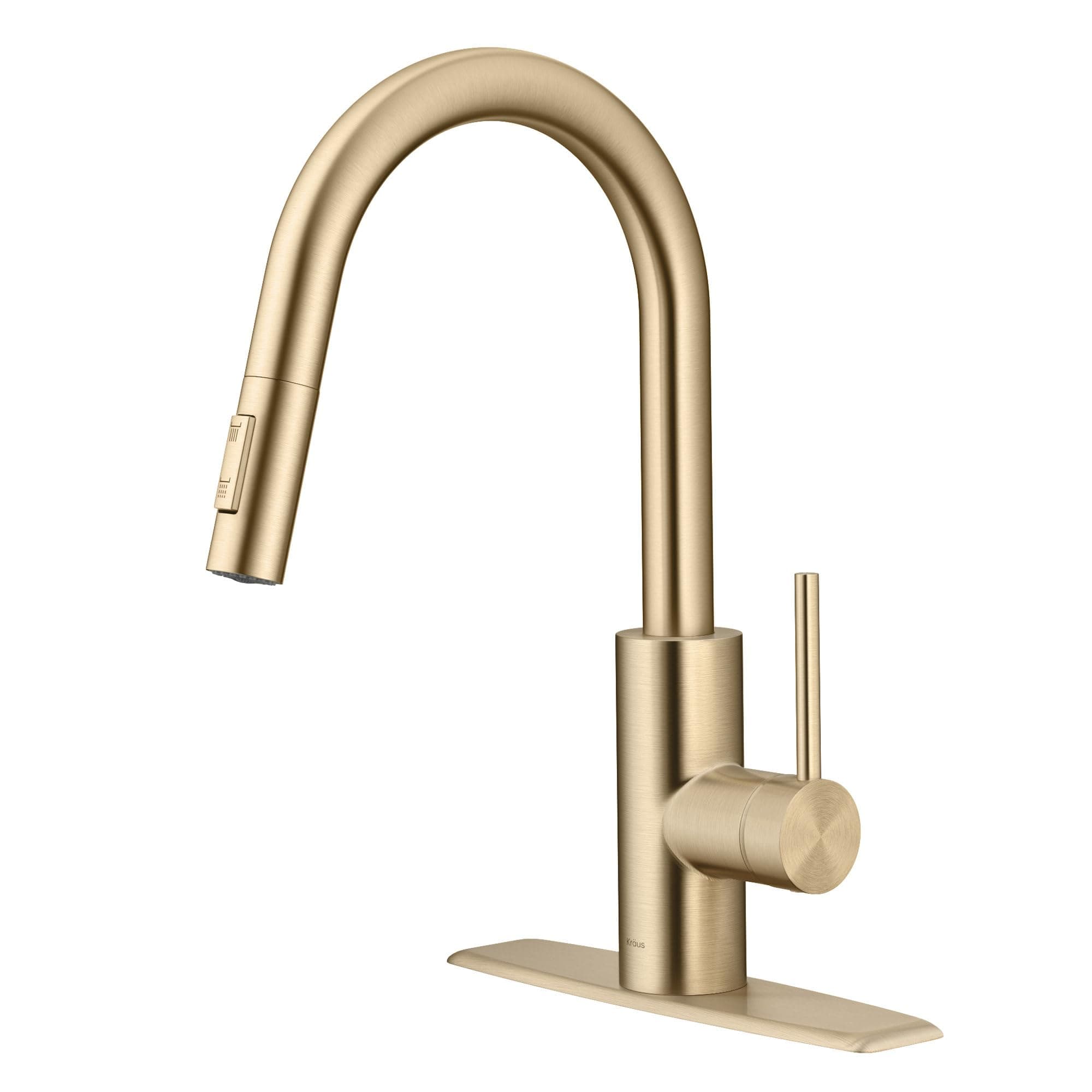 Oletto Single Handle Pull Down Kitchen Faucet with QuickDock Top Mount Installation Assembly in Spot Free Antique Champagne Bronze, KPF-2620SFACB