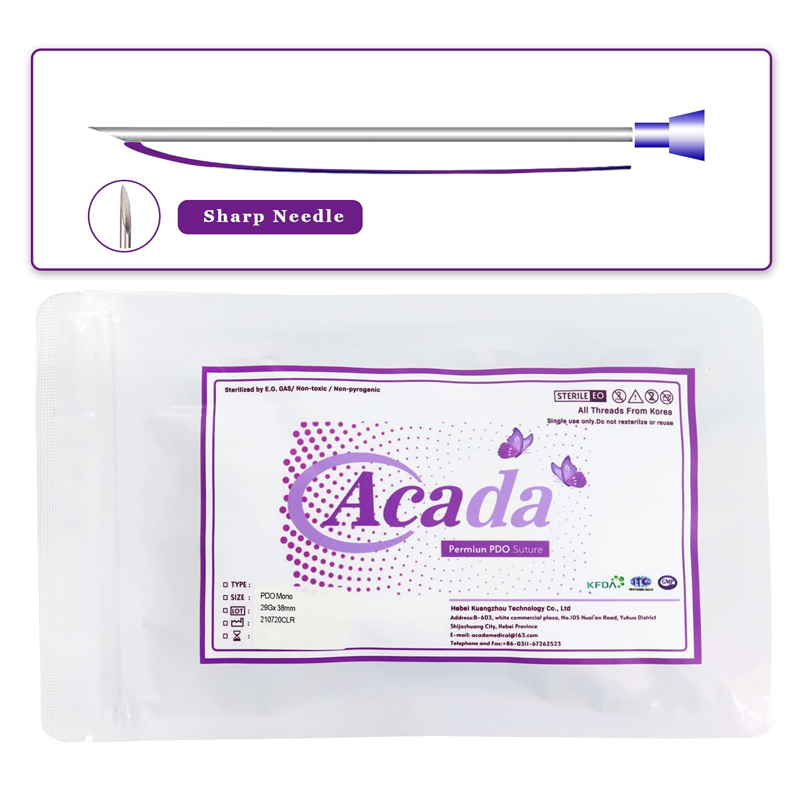 ACADA Pdo Threads for Face Lift 30G25mm Pdo Mono Threads for Face Thread Lift, Production of Collagen 40Pcs
