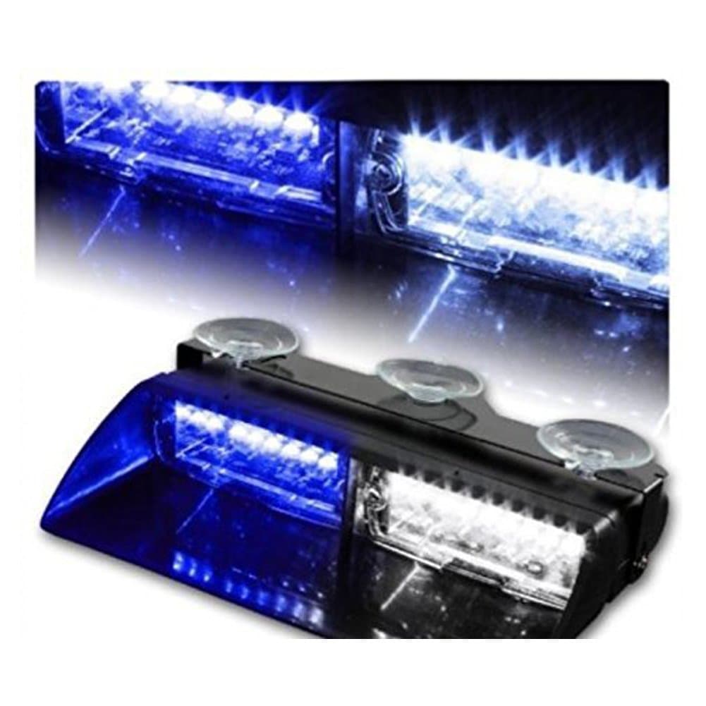 MANNERES16 LED Emergency Strobe Light with 18 Flashing Mode for Interior Roof/Dash/Windshield Hazard Warning - Blue/White