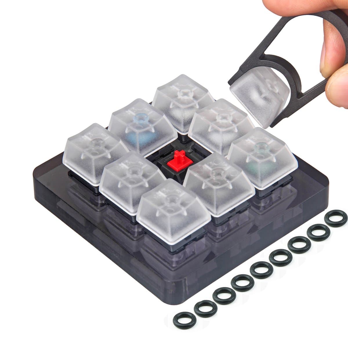 AKWOX 9-Key Cherry MX Switch Tester, Keycap puller, keyboard Keycap, O-Ring Sampler Tester Kit