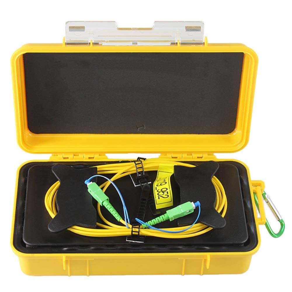 Fiber Optic OTDR Launch Cable Box G652D Singlemode 9/125 SC/APC-SC/APC Connector Dead Zone Eliminator Fiber Box (1000M)