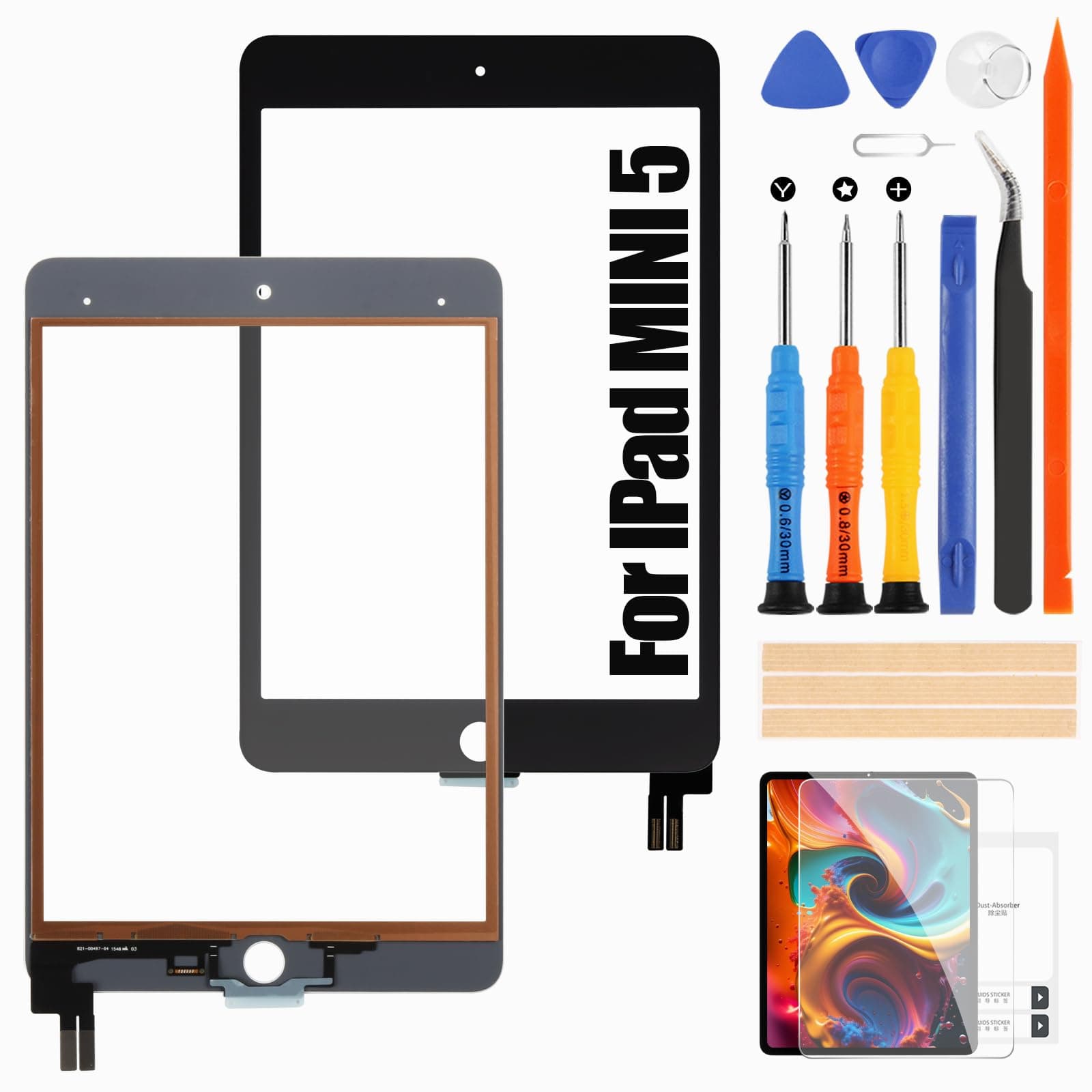 for iPad mini 5 2019 Touch Screen Digitizer for iPad mini 5 2019 7.9 inch A2124 A2125 A2126 A2133 Screen Replacement Glass Panel with Repair Kit (not LCD Display)