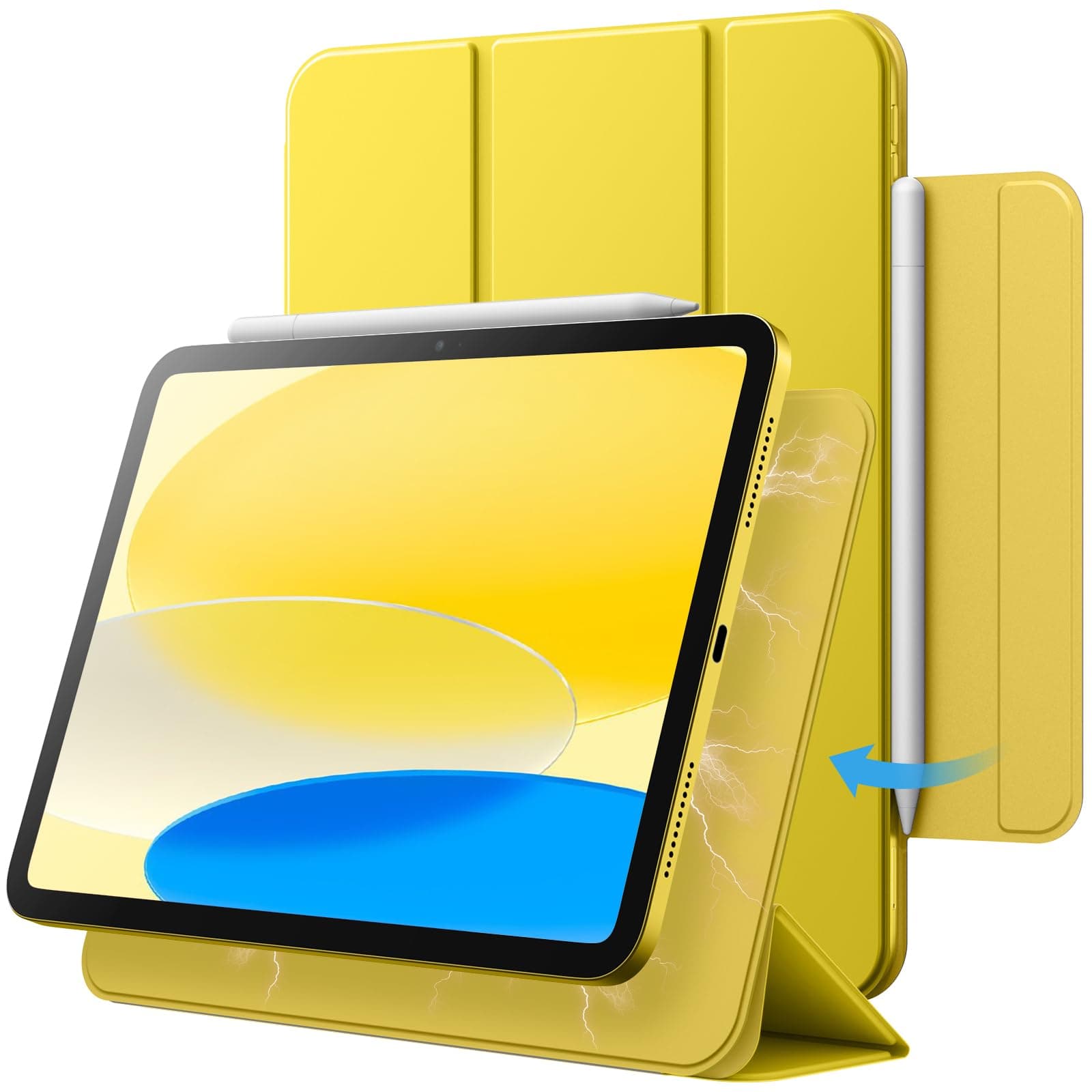 JETech Magnetic Case for iPad (A16) 11th/10th Generation (2025/2022), Magnetic Attachment, Slim Tablet Cover with Auto Wake/Sleep (Yellow)