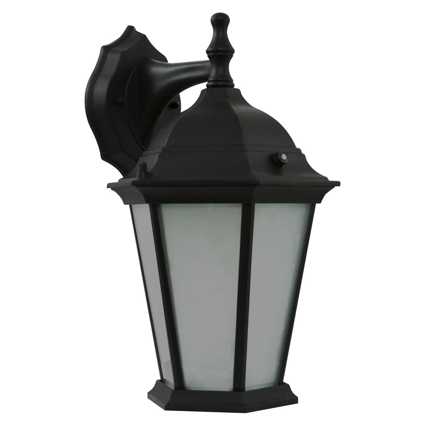 Efficient Lighting EL-106-123 Timeless Outdoor Wall Lantern Die Cast Aluminum Powder Coated Black Frosted Glass with Built-in photocell Energy Star Qualified