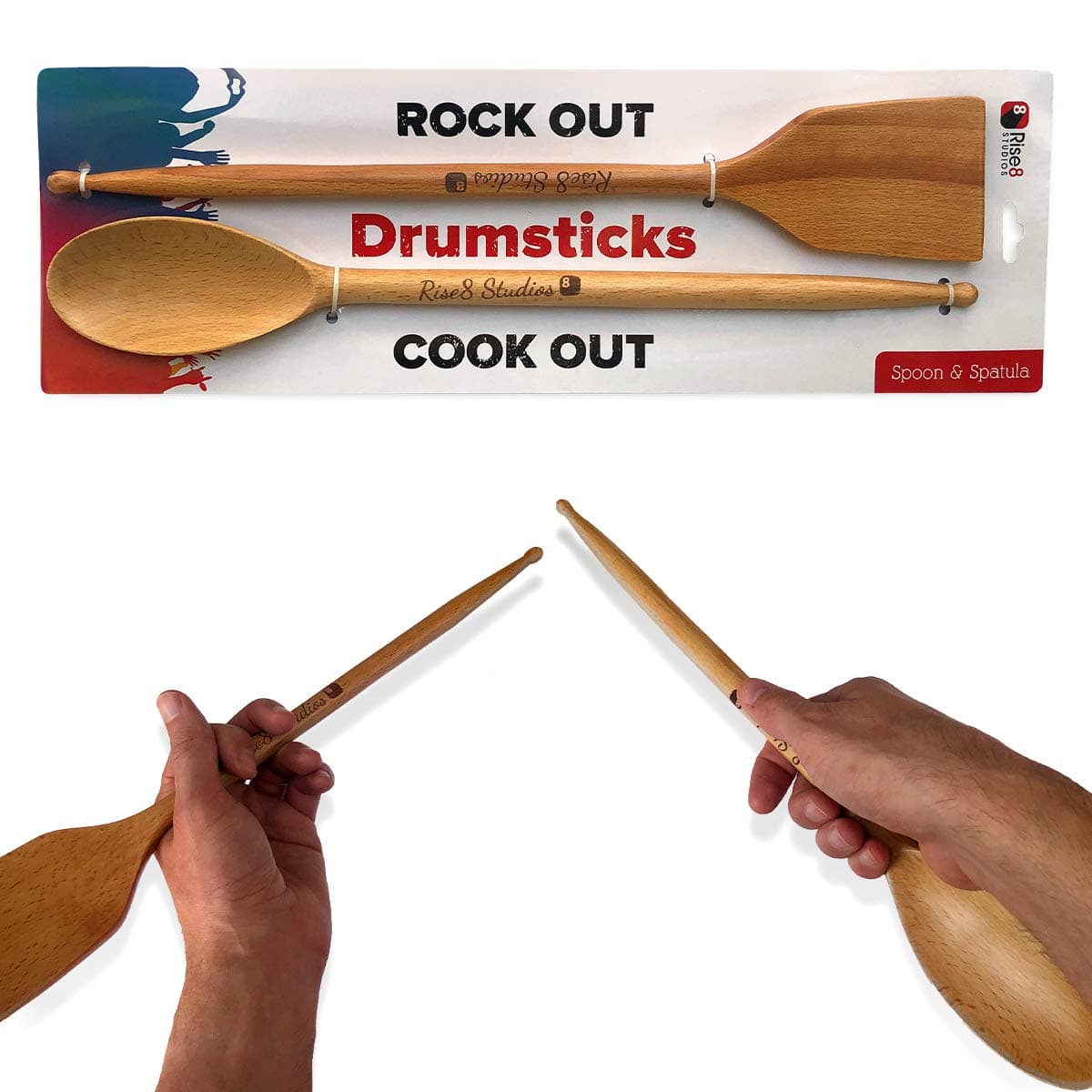 Rise8 Studios Drumstick Beech Utensil Set Spoon and Spatula