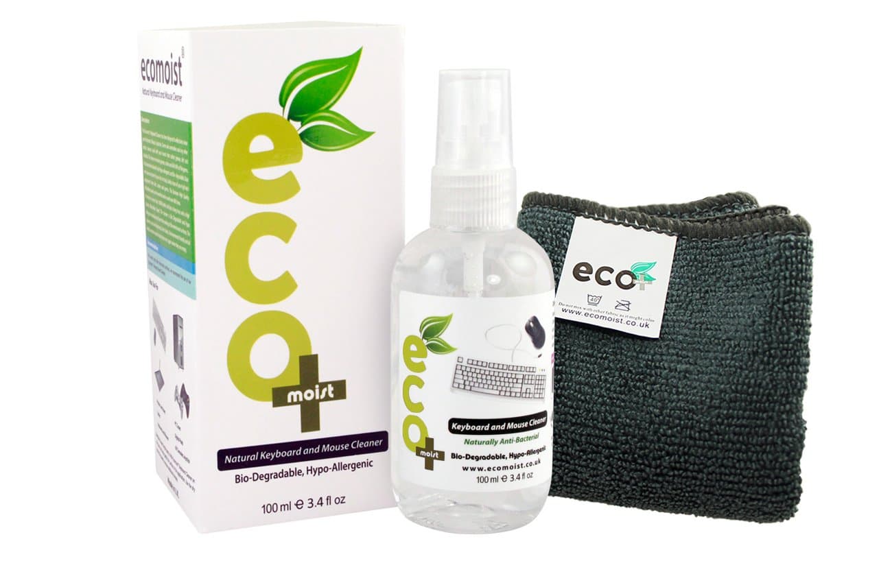 Ecomoist Keyboard Cleaner Spray 100ml | Alcohol-Free, Plant-Based, Anti-Static | Natural Electronic Cleaning Solution for Keyboards and Office Equipment