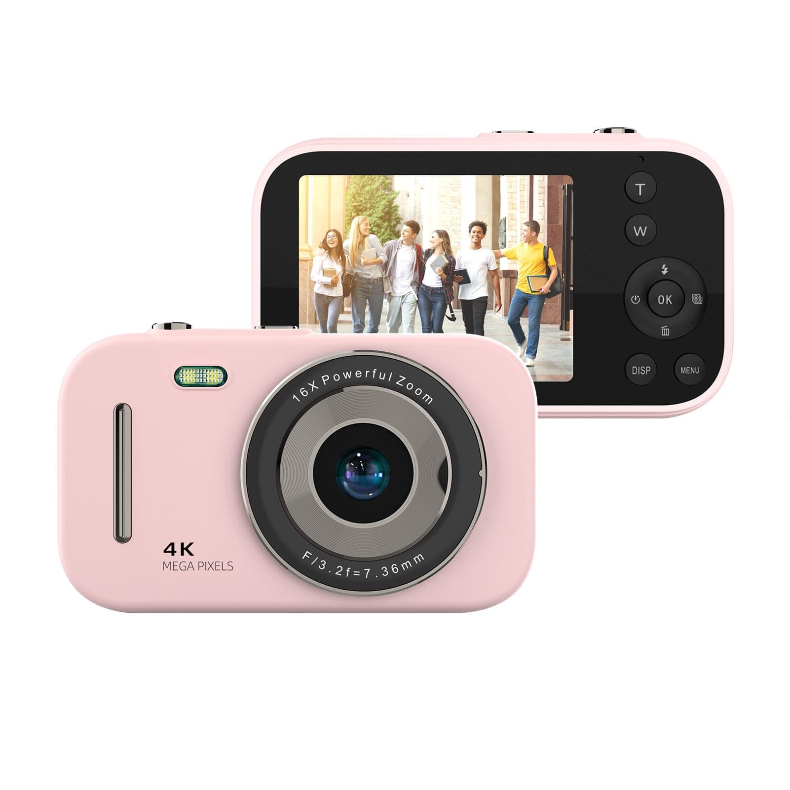 Andoer 4K Digital Camera Portable Digital Video Camera Digital Camera Compact Digital Camera 48Mp 2.8 Inch IPS Screen 16X Zoom Built-in Battery Birthday for Teens Students Friends