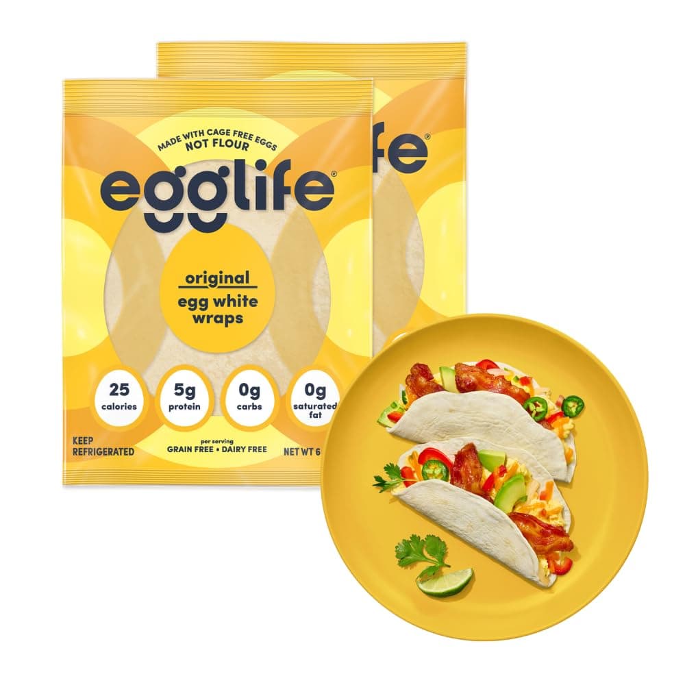 egg white wraps, original, Egg White Wraps, 12 Total Wraps (2-6 Packs) - Gluten Free, Dairy Free, No Flour, Sugar Free, Keto Friendly, Paleo, Low Net Carb, Protein Packed