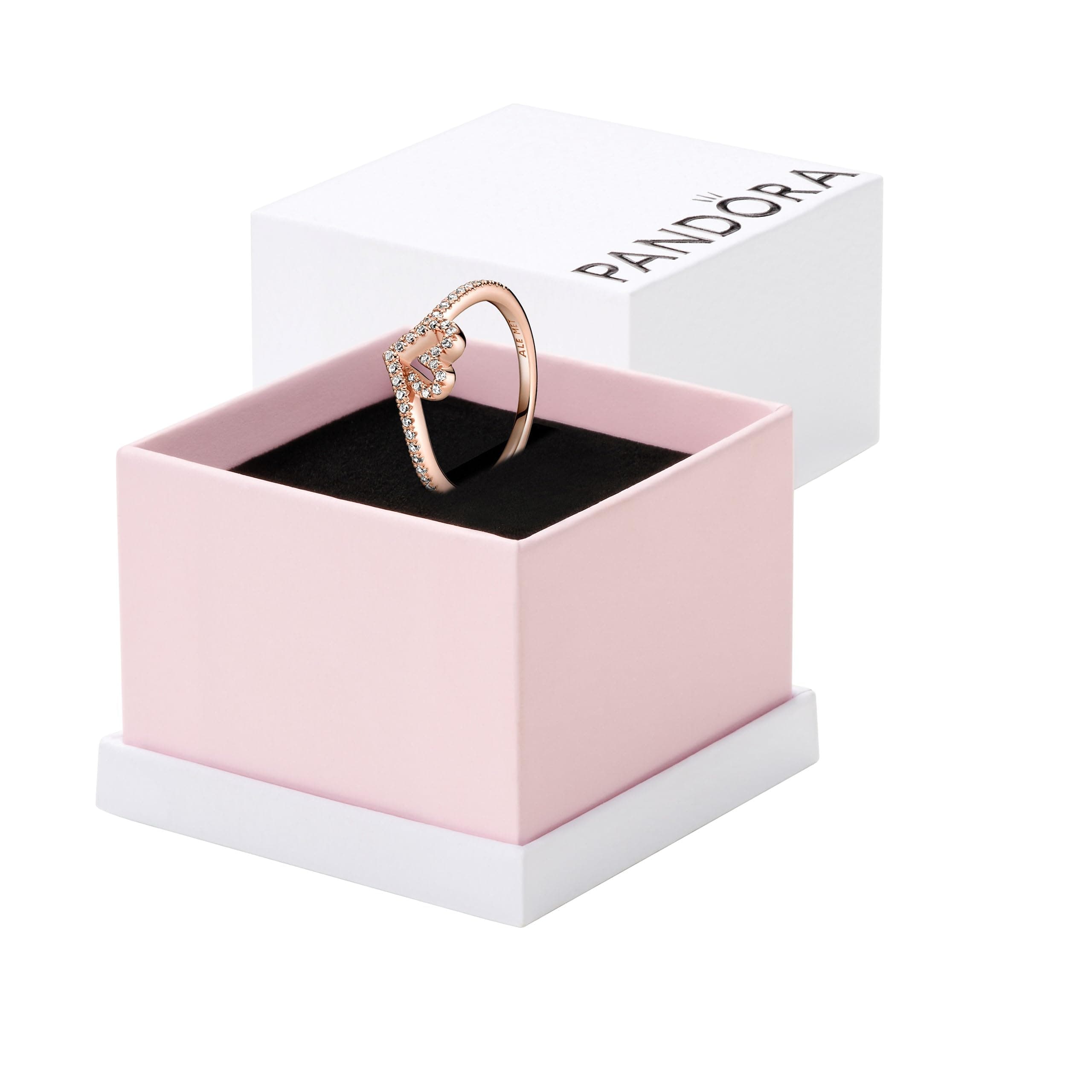 Pandora Sparkling Wishbone Heart Ring - Stackable Ring for Women - Clear Cubic Zirconia - With Gift Box