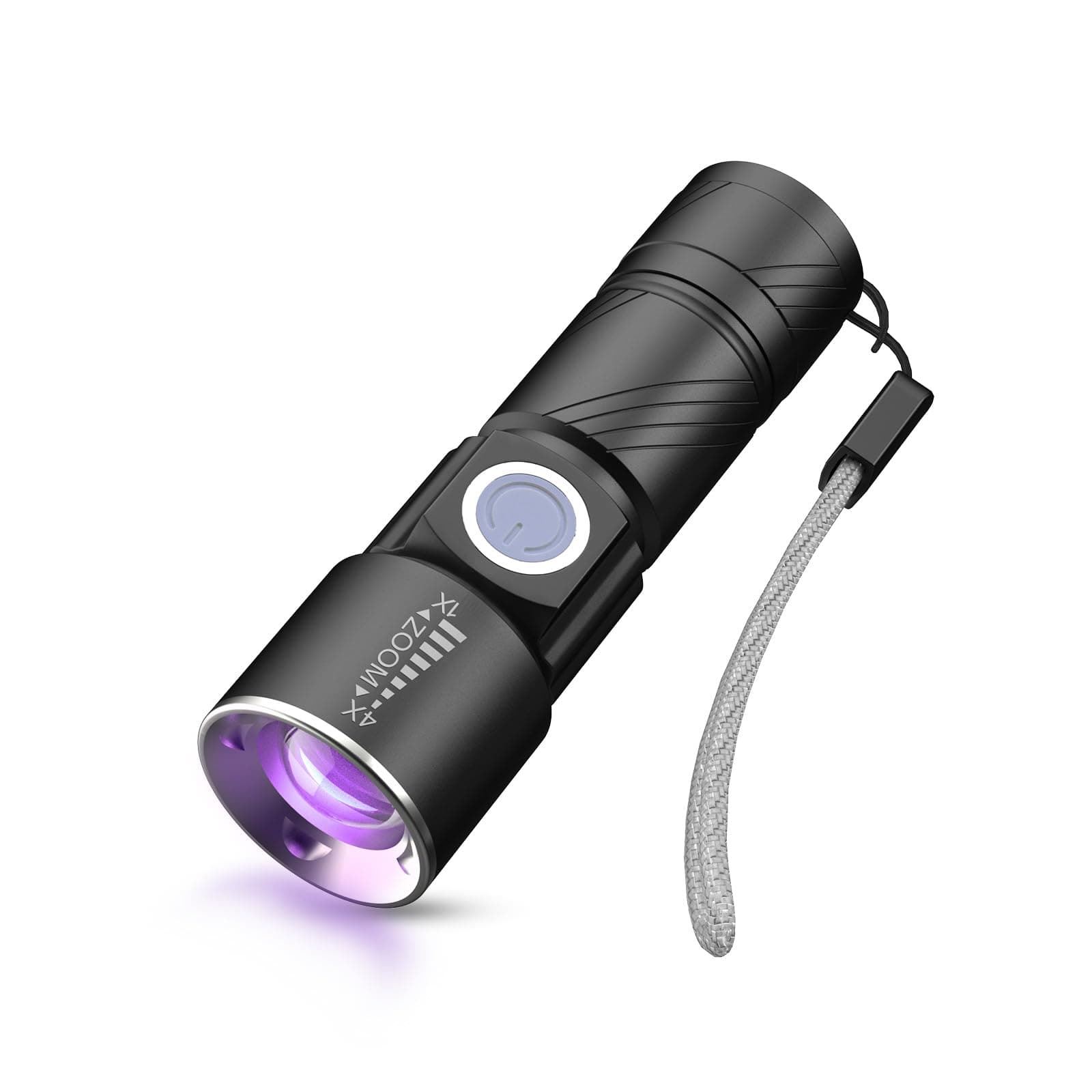 COSOOS USB Rechargeable Black Light Flashlight, 395nm UV Flashlight with 3 Modes, Mini Handhled Pocket Zoomable Torch, Portable Detector for Dog Urine, Stains, Resin Curing, Scorpions