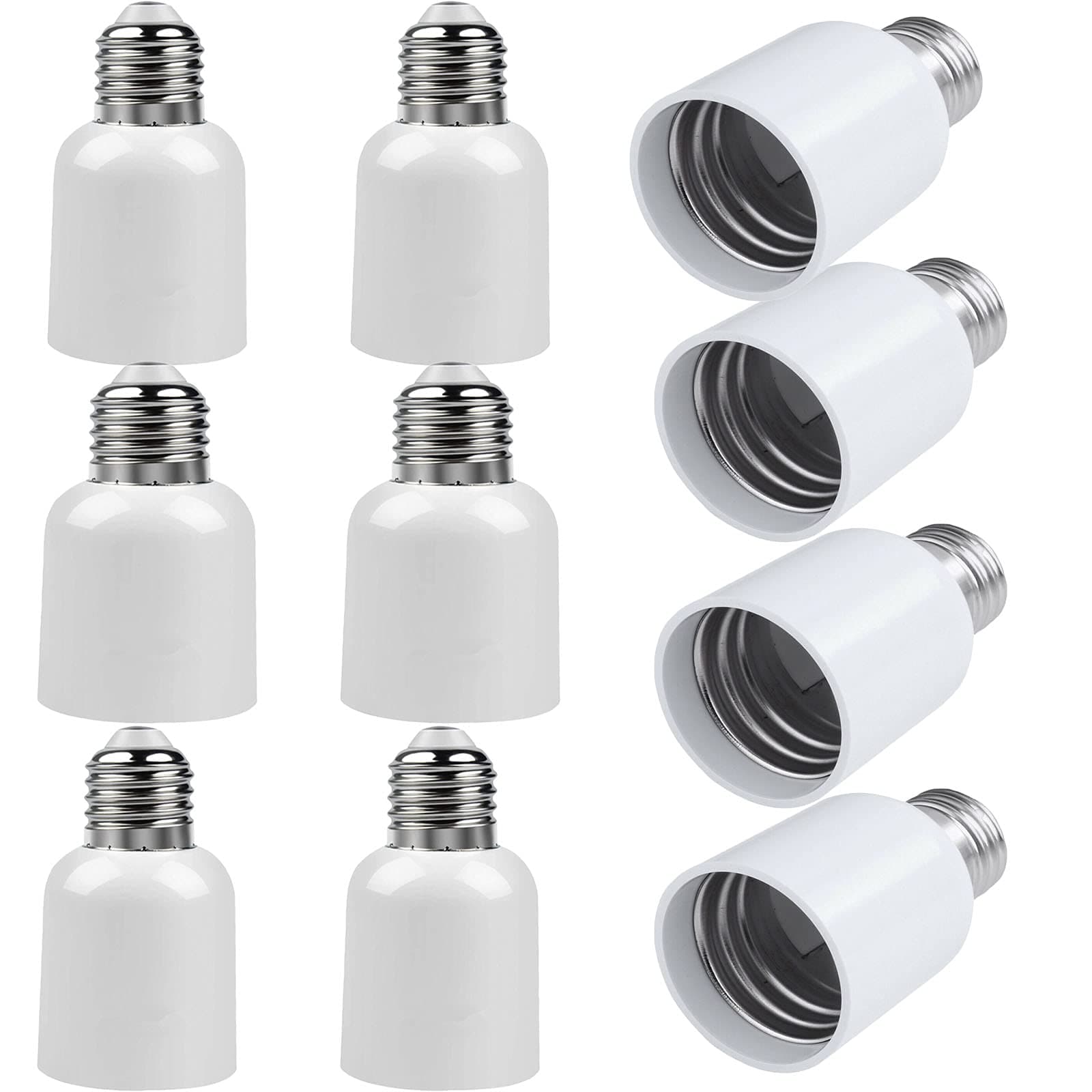 10 Pack Medium Base E26 to E39 Mogul Socket Adapter Standard E26 Screw to E39 Lamp Bulb Light Socket Convertor White (10 Pack)