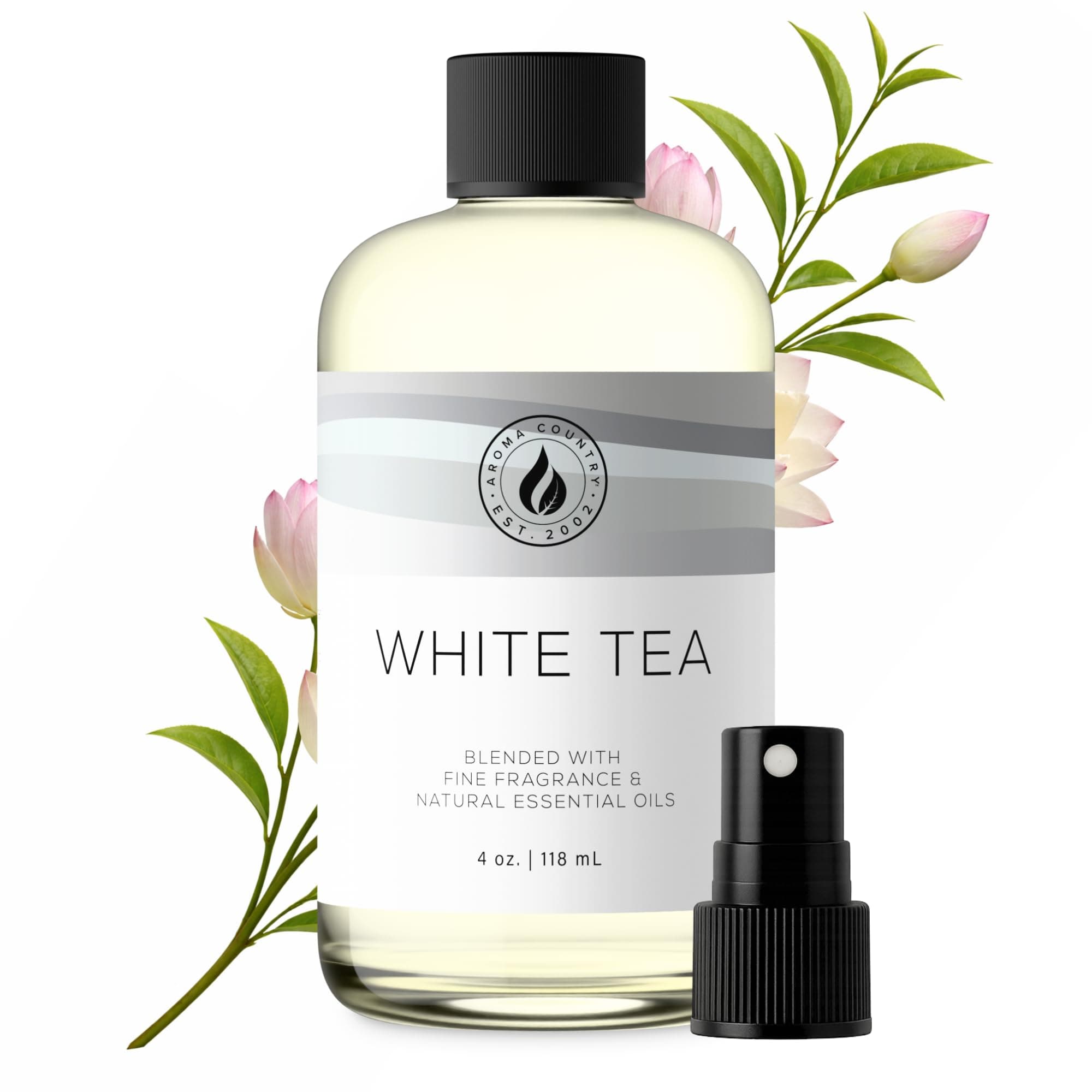 Aroma Country White Tea Diffuser Oil - Luxury Essential Oils for Diffuser Refill & Air Freshener Room Spray, Long-Lasting, Natural Home Fragrance and Hotel Scent for Diffusers & Machines (4 Fl. oz)