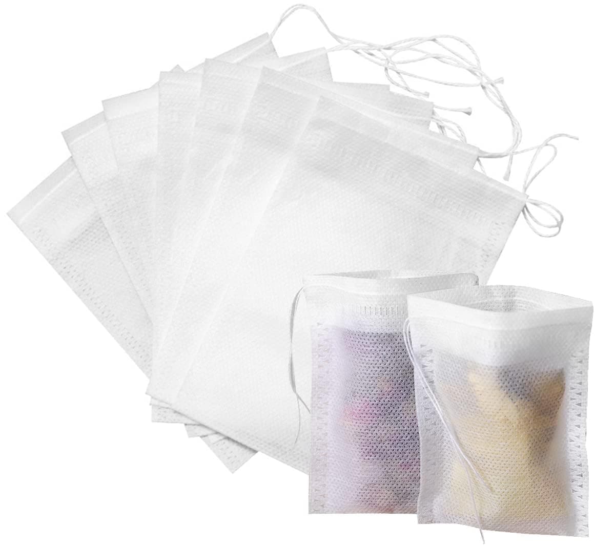 400Pcs 9 * 7cm Disposable Drawstring Tea Filter Bags Non-woven Fabric Pouches Seal Mesh Bags Coffee Sachet Bags for Loose Leaf Tea, Coffee, Herb, Spice