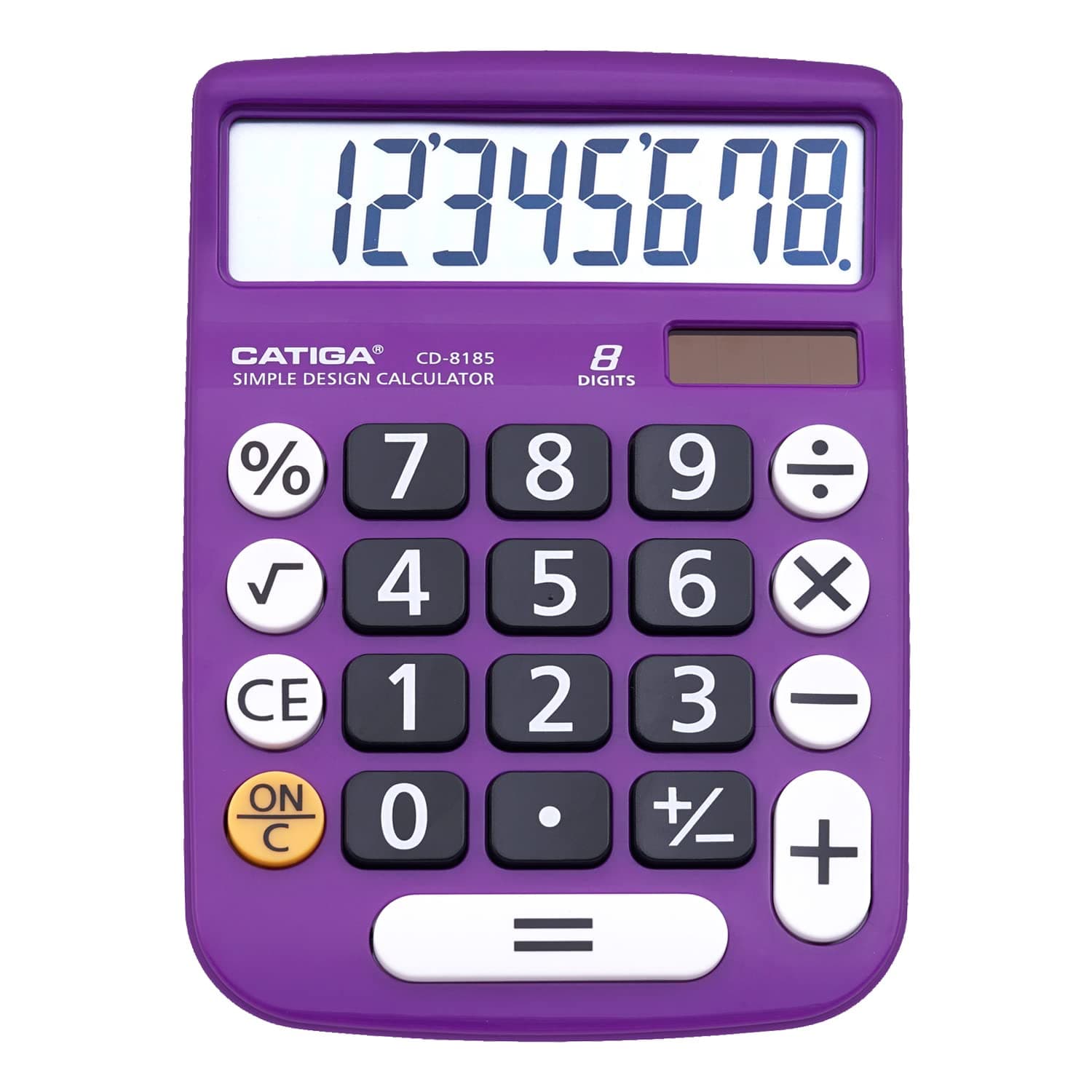 Desktop Calculator 8 Digit Solar Powered Easy Read LCD Display Big Button Home Office School Class Business 4 Function Small Basic Calculator for Desk CD-8185 Purple