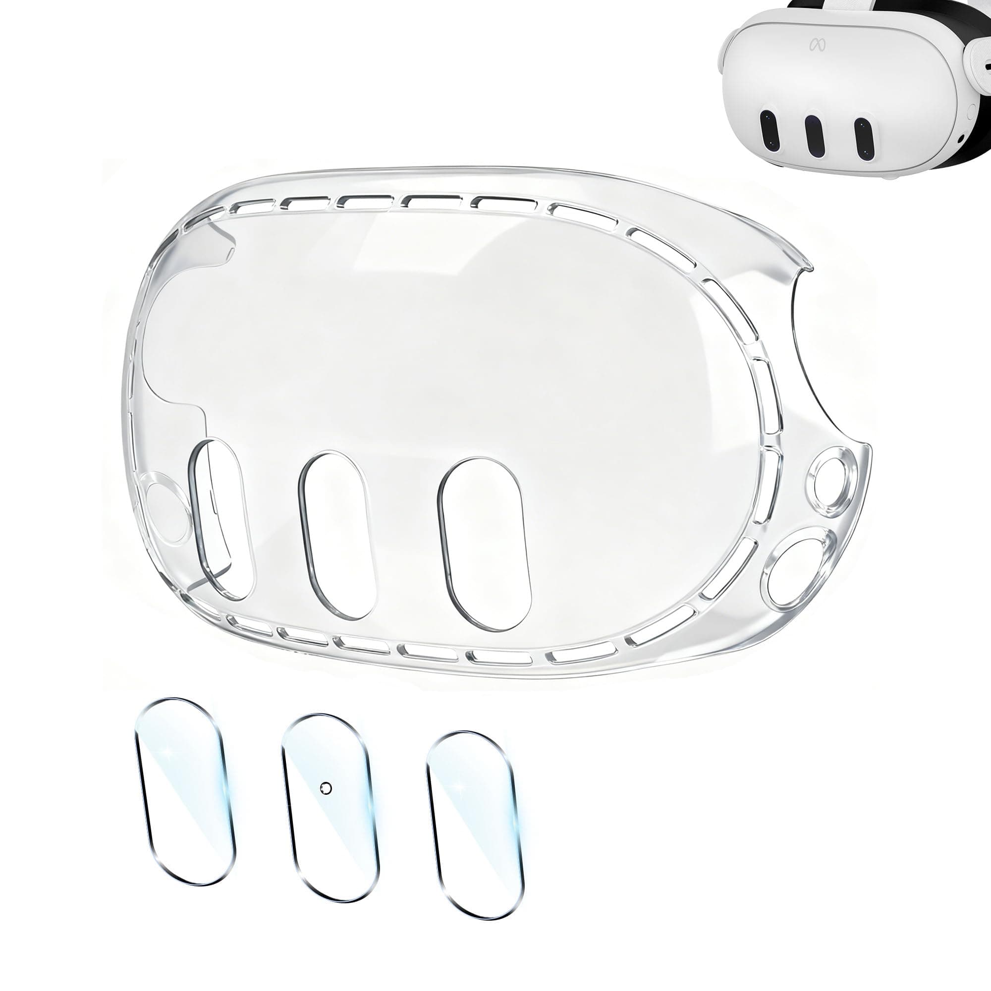 Upgraded Lens Protector Cover for Meta Quest 3, Plastic Hard Protective Shell Cover for Oculus Quest 3, Accessories for Quest 3 - Frosted Clear