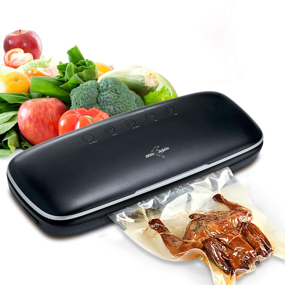 Vacuum Sealer Machine | Automatic Air Sealing System Start Kit for Food Preservation Storage with 10 Sous Vide Vacuum Sealer Bags Cooking Commercial Dry Moist Modes