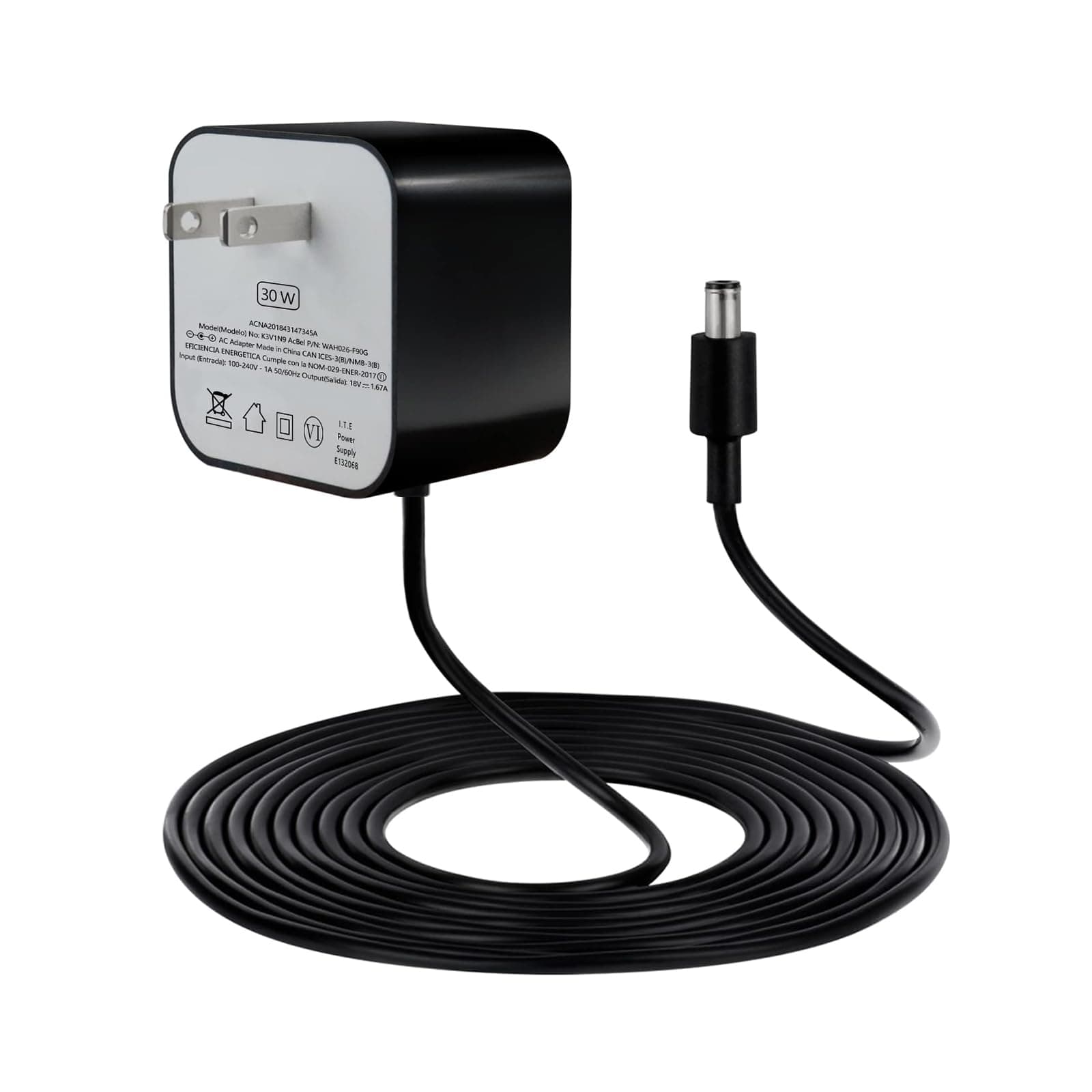 30W Power Adapter for Echo (4th Gen), Echo (3rd Gen), Echo Show 10 (3rd Gen), Echo Show (2nd Gen), Echo Show 8, and Echo Plus (2nd Gen), 5.8Ft AC Adapter Power Cord