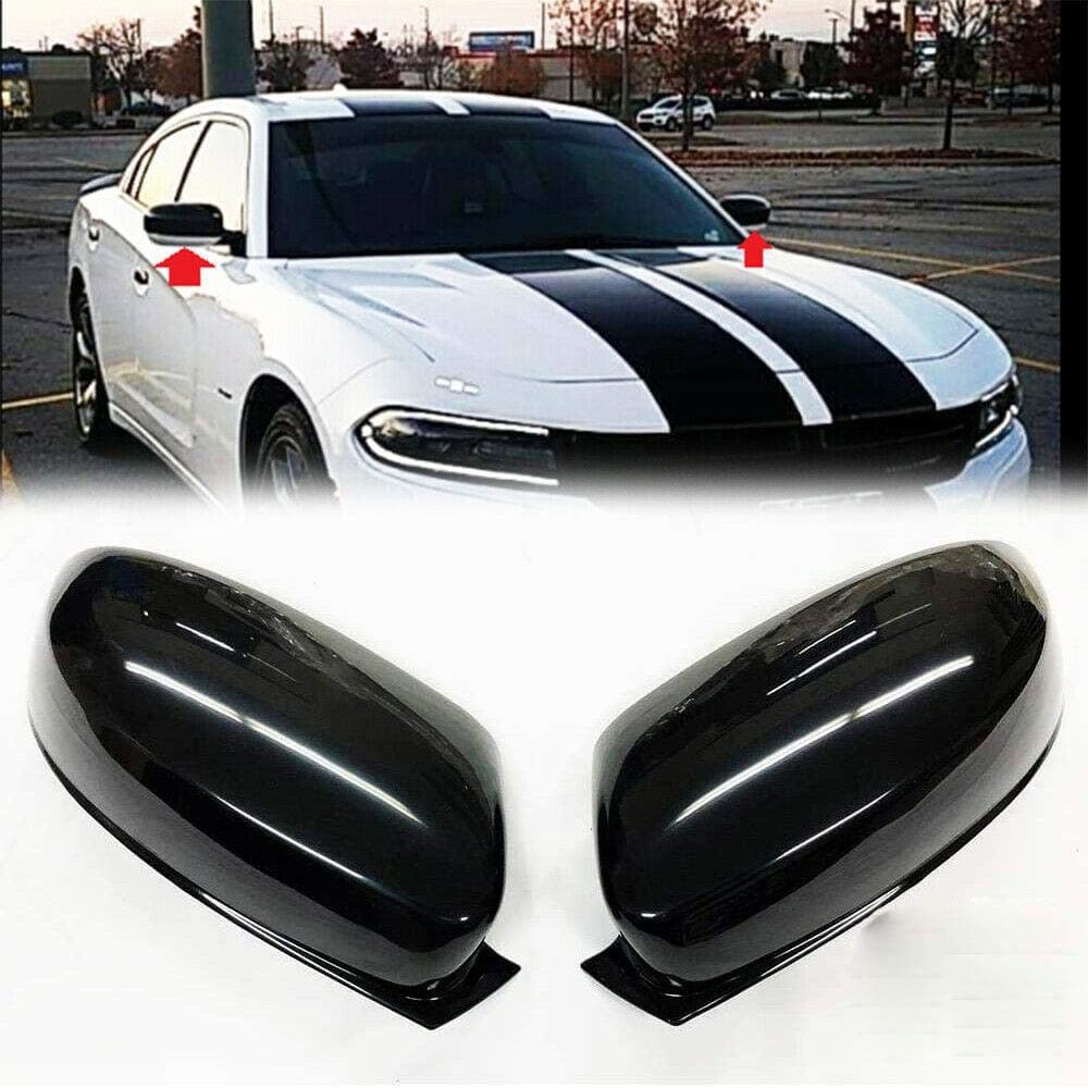 Shiny Black Top Half Mirror Covers Overlay Designed for 2011-2020 200 300 Charger