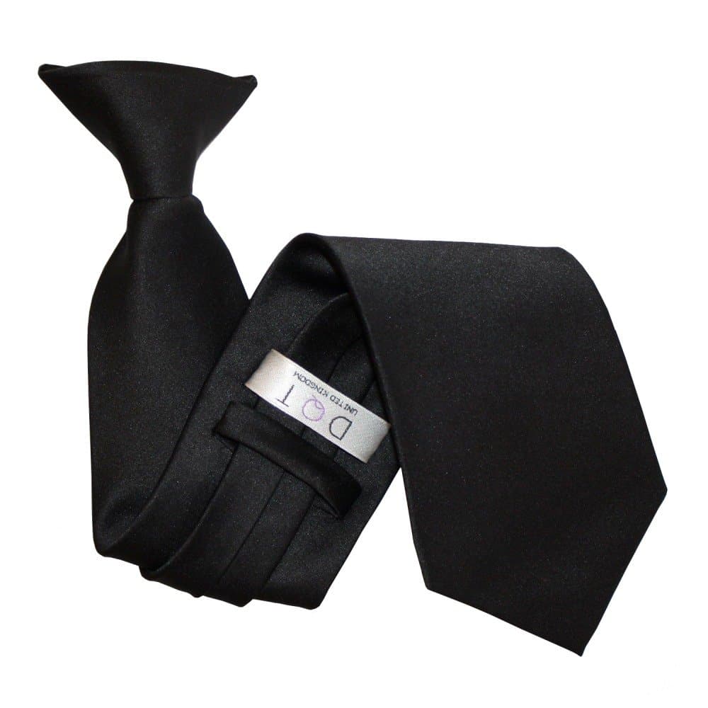 Mens Plain Satin Clip-On Tie – Pre-Tied Necktie for Wedding, Business, Uniform, Security & Formal