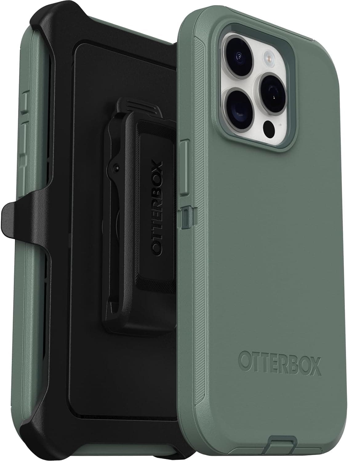 OtterBox iPhone 15 Pro (Only) - Defender Series Case - Forest Ranger (Green) - Screenless - Rugged & Durable - with Port Protection - Holster Clip Includes - Non-Retail Packaging