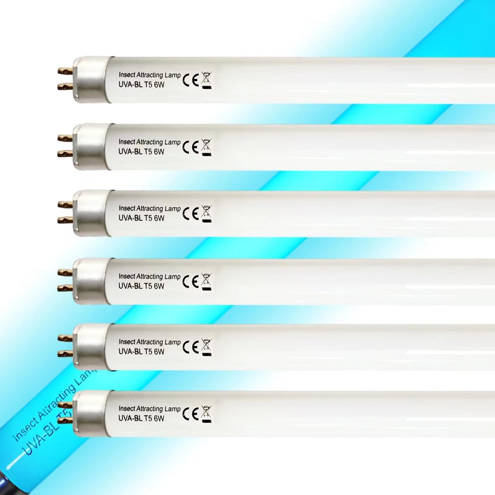 6W Black Light U/ V--A Replacement Bulb Light F6T5/BL 9 Inch Whole Overall Length BL Linear Fluorescent Lamp G5 Mini Bi Pin Base, 2 Pack