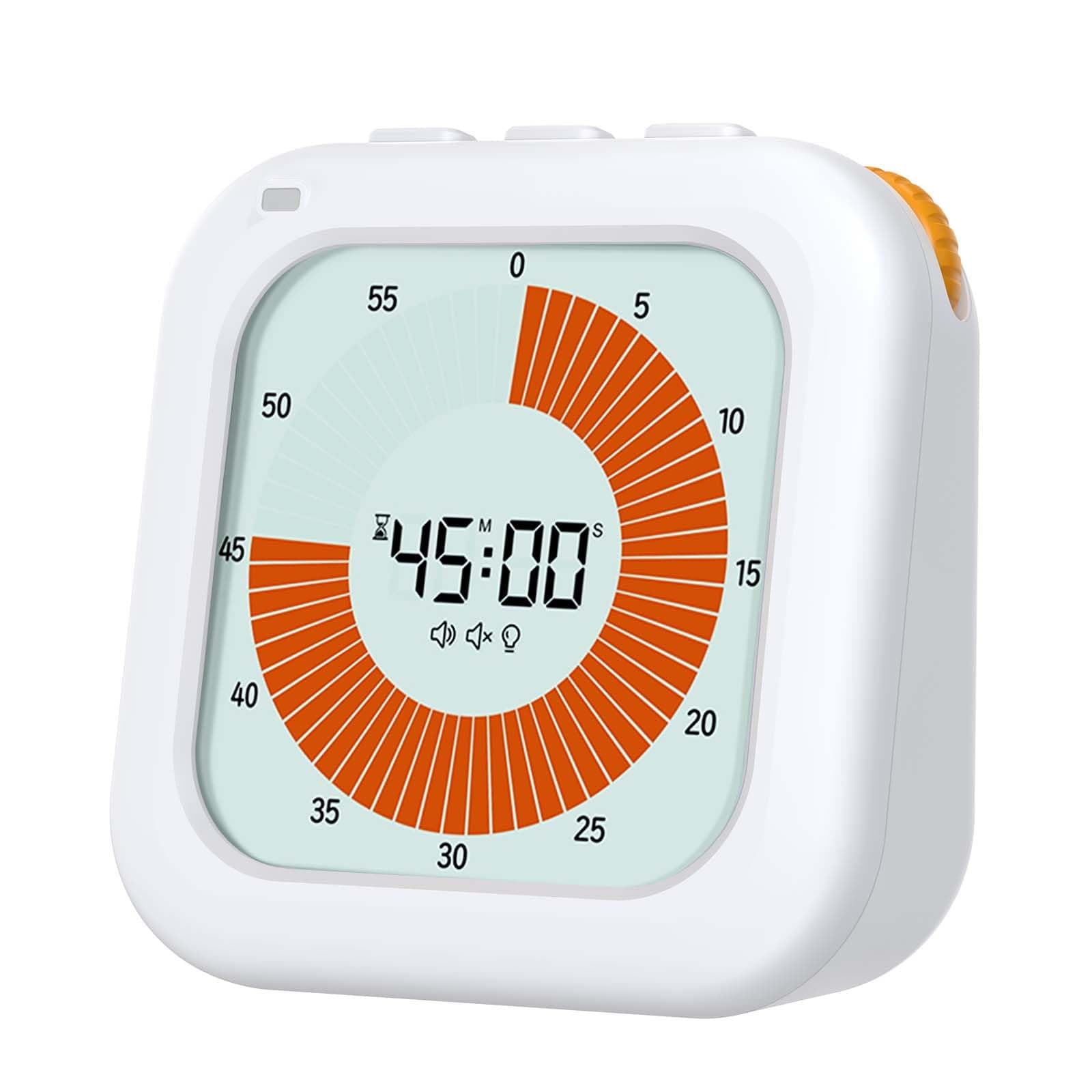 EooCoo Visual Timer Digital, 60-Minute Countdown Rotation Timer for Kids and Adults, Adjustable Volume,LCD Screen Pomodoro Time Management Education Tool for Home Kitchen,School,Office,ADHD-Snow White