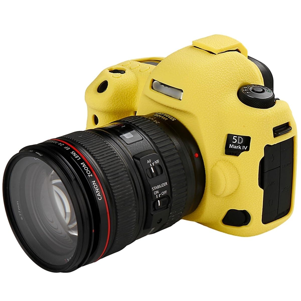 Camera Case for Canon 5D Mark IV 5D IV 5D4 - Silicone Protective DSLR Skin Cover, Detachable Cage, Shockproof, Dustproof (Yellow)