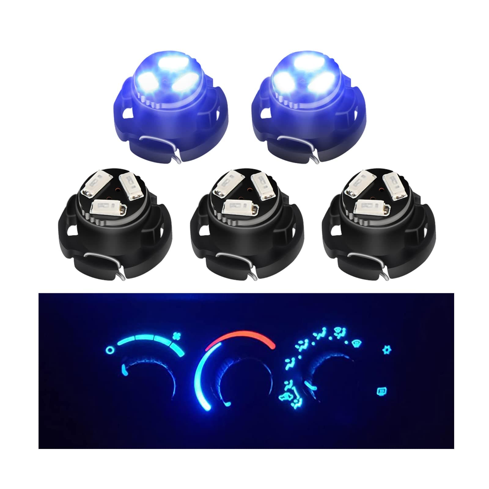 LED Lights Bulbs kit for AC Climate Heater Control Compatible with 2003-2008 Do-dge Ram 1500 2500 3500 Dakota Pickup, Blue
