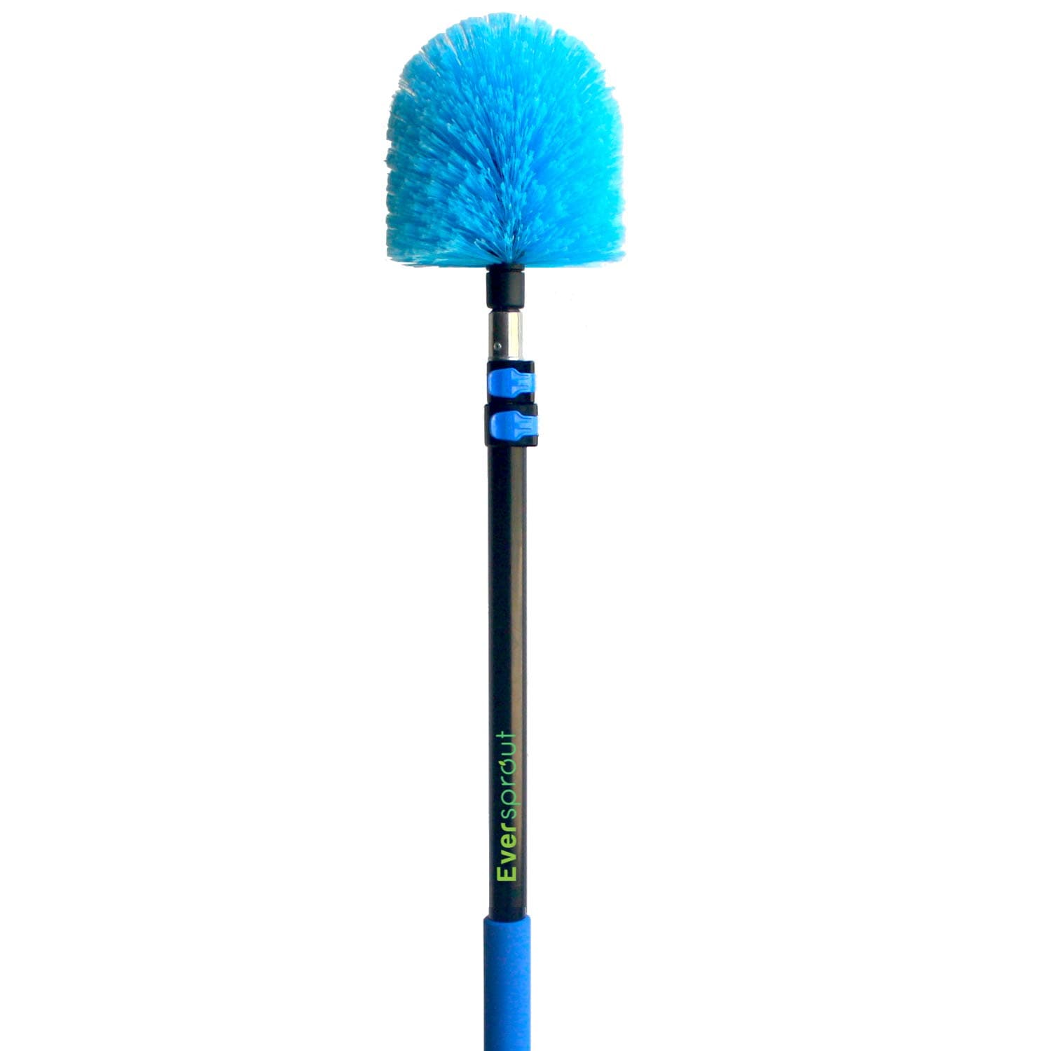 5-to-12 Foot Cobweb Duster and Extension-Pole Combo (20 Foot Reach, Soft Bristles) | Hand Packaged | Lightweight, 3-Stage Aluminum Pole | Indoor & Outdoor Use Brush Attachment