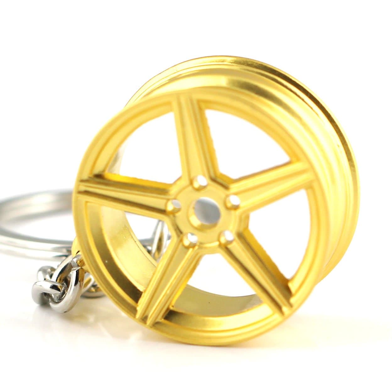 maycom Creative Hot Auto Part Model Wheel Rim Tyre Keychain Keyring Key Chain Ring Keyfob (Golden)