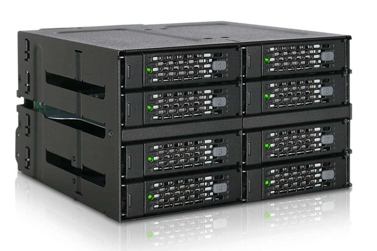 ICY DOCK 8 Bay 2.5 SAS/SATA HDD/SSD Hot Swap Backplane Mobile Rack Enclosure for 2 x 5.25 Bay (2 x MiniSAS HD) | ToughArmor MB508SP-B