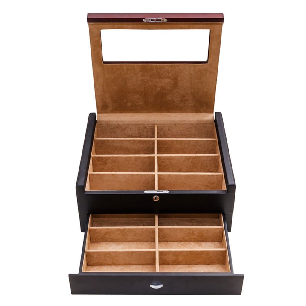 Power uk- Solid Wood Double Sunglasses Box Sunglasses Storage Box Glasses Storage Box Wooden Jewelry Box with Lock