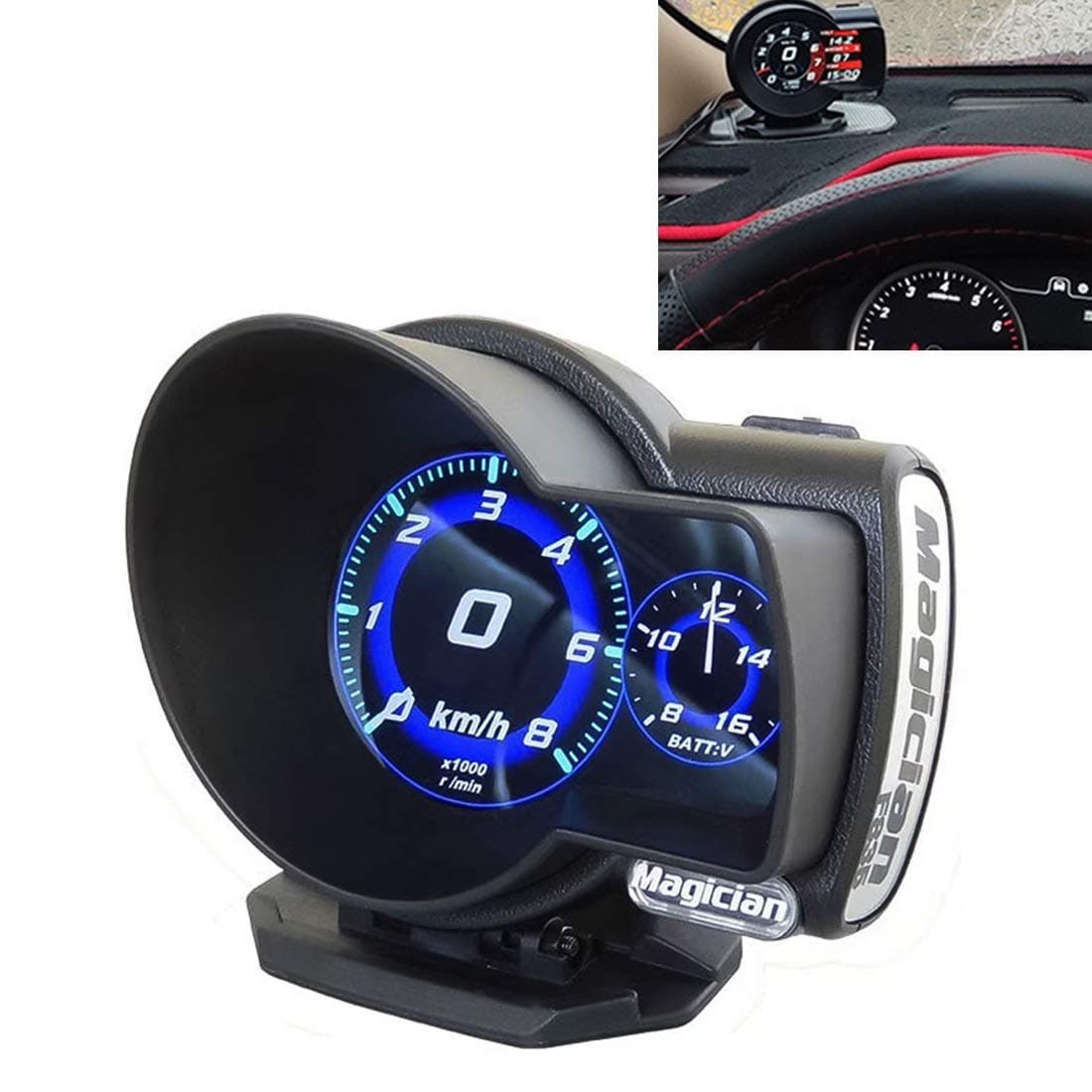 Car OBD Multi-functional Digital Turbo Boost Pressure Meter Alarm Speed Oil Water Temp Gauge OBDII Code Reader Diagnostic Tool Durable