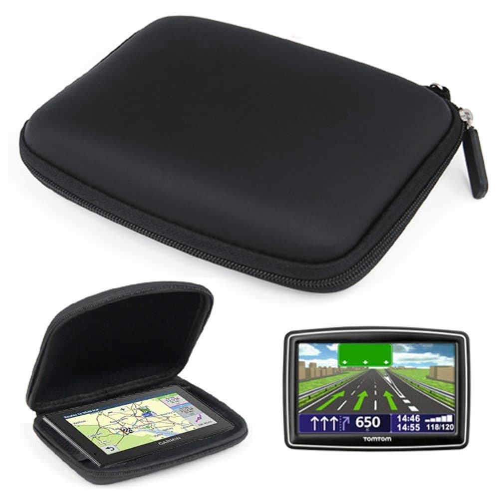 Sat Nav Case - Black Hard Carry Case for Garmin Drive 52 50LM 51 LMT-S 40LM DriveAssist 50LMT-D 51 DriveSmart 55 50 50LMT-D 51 DriveLuxe 50LMT-D 51LMT-S Nuvi 57 5'' GPS Sat Nav With Accessory Storage & Lanyard Strap