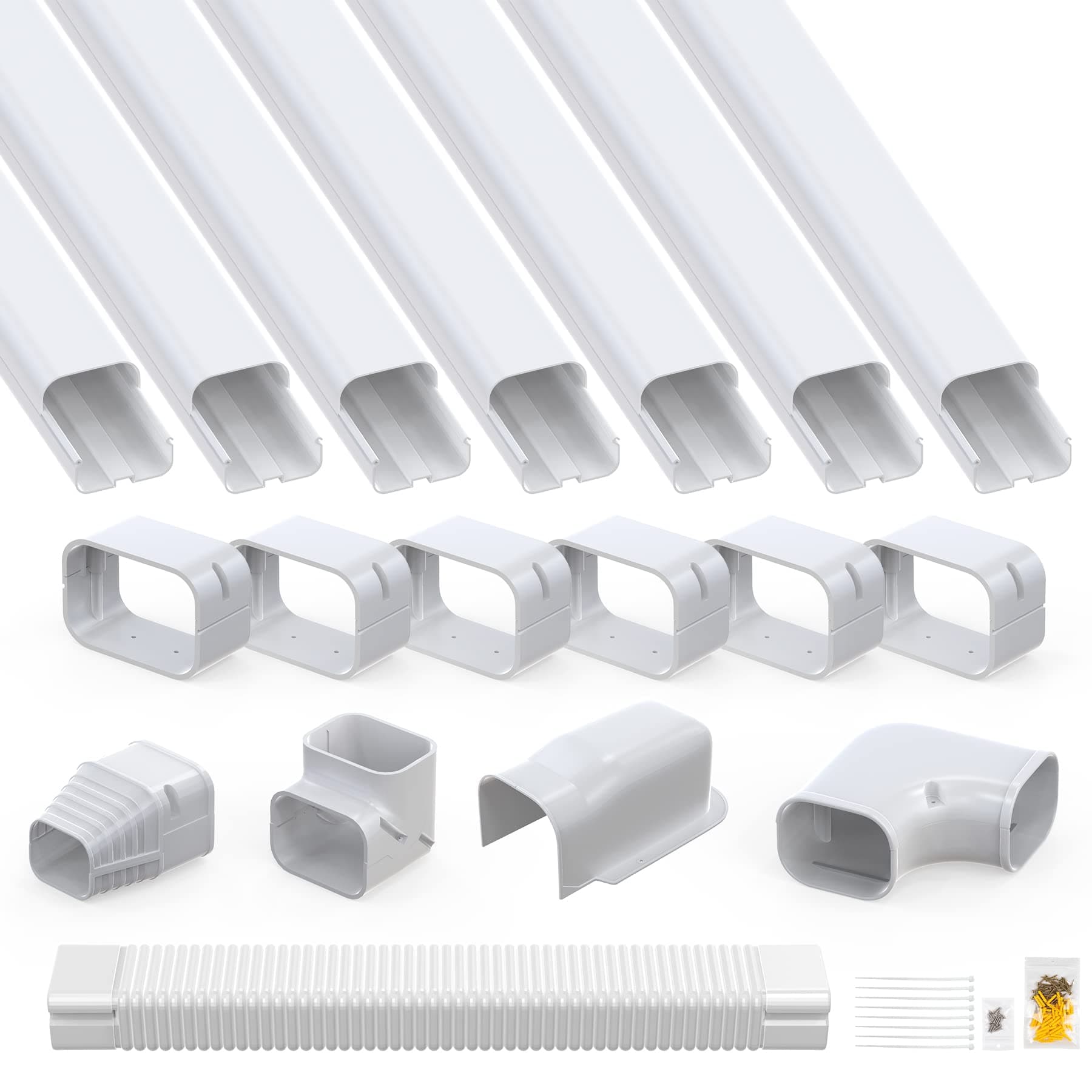 Air Jade 3" W 25' L Mini Split Line Set Cover Kit, Decorative PVC AC Line Cover for Mini Split Air Conditioner & Heat Pump