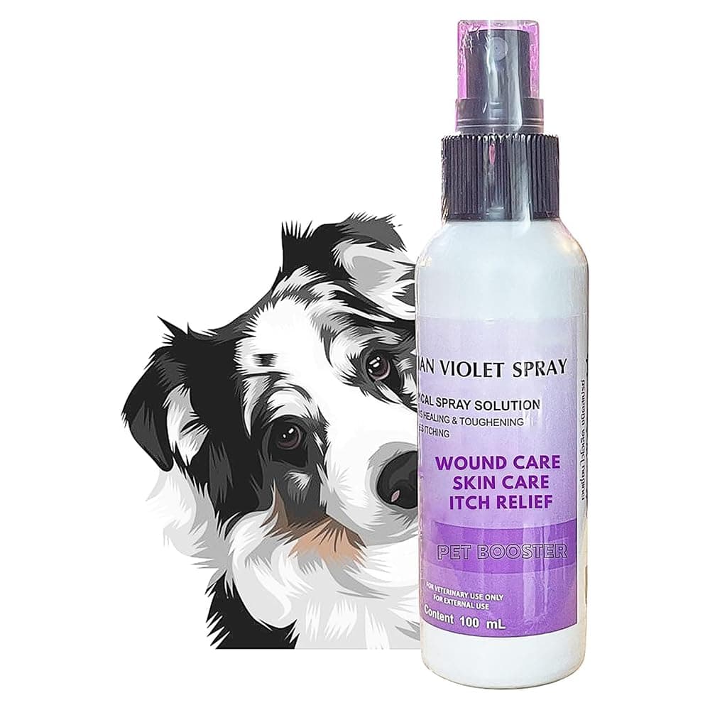 Gentian Violet Spray Solution 1% 100 ML. Pet Wound Care Skin Soother Healing Dog & Cats Skin Infections, Soreness and Irritation Relief, Relieves Dry Itchy Skin Allergies Clean Soothe & Heal