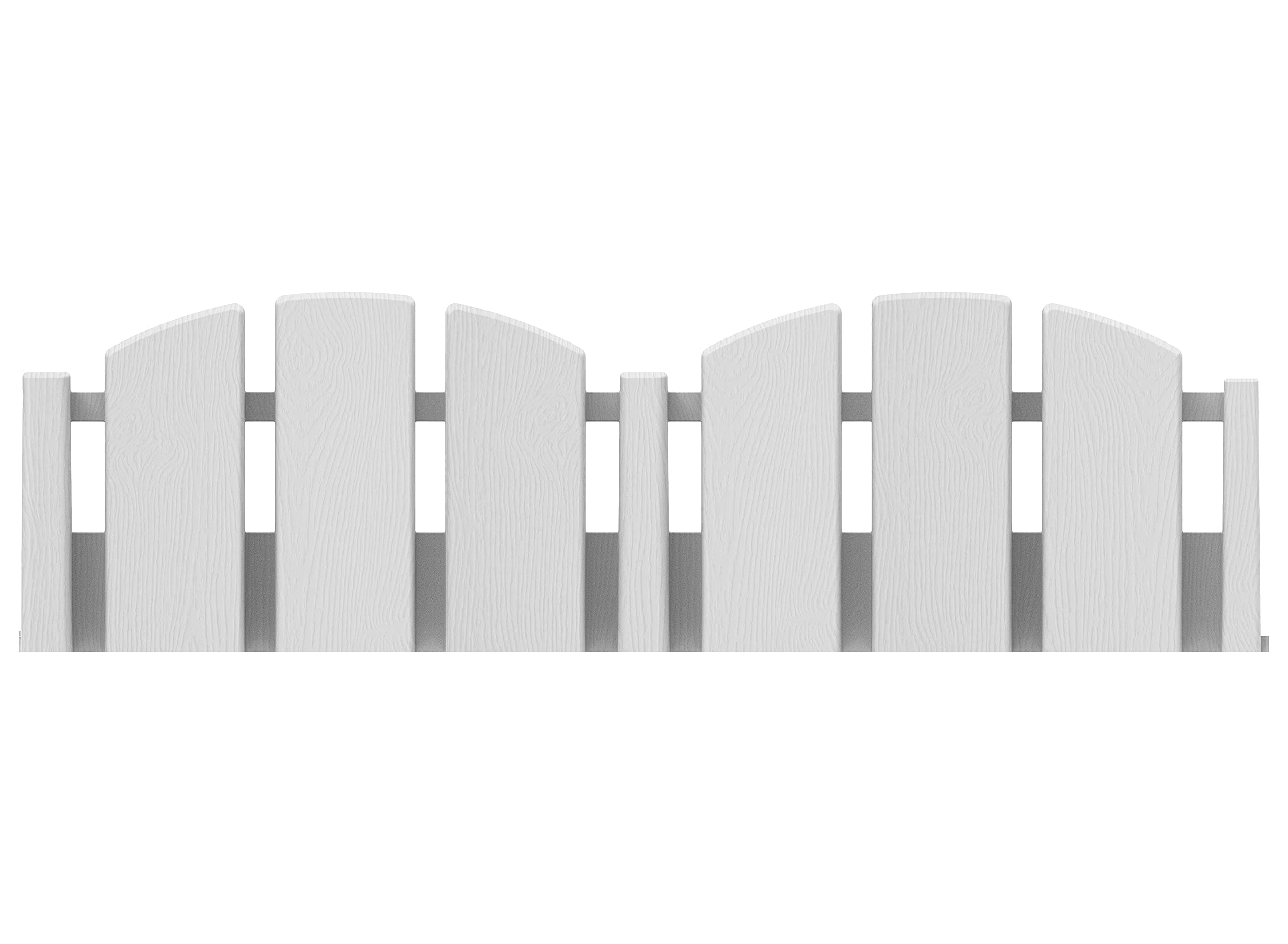 No-Dig Landscape Edging with Anchoring Spikes, 4.5 in. Tall Decorative Adirondack Wood-Look Fence Garden Border, 15 Foot Kit, White (3600WT-15C-6)