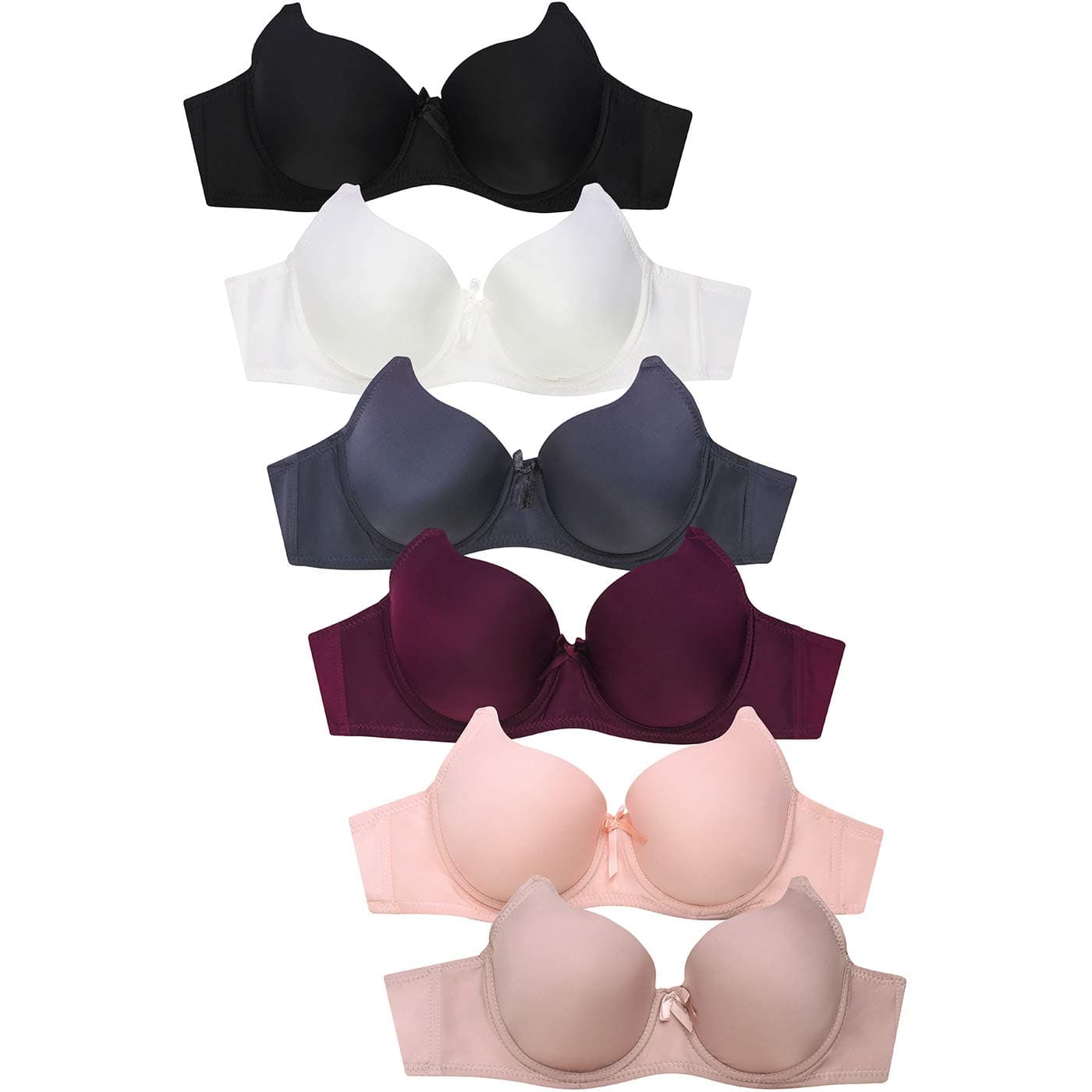 Mamia Women's Basic Plain Lace Bras (Pack of 6) - Various Styles
