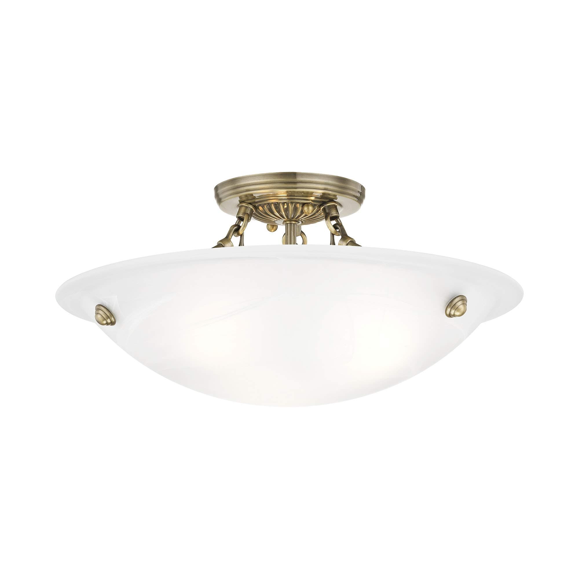 Livex Lighting 4273-01 Oasis 3-Light Ceiling Mount, Antique Brass