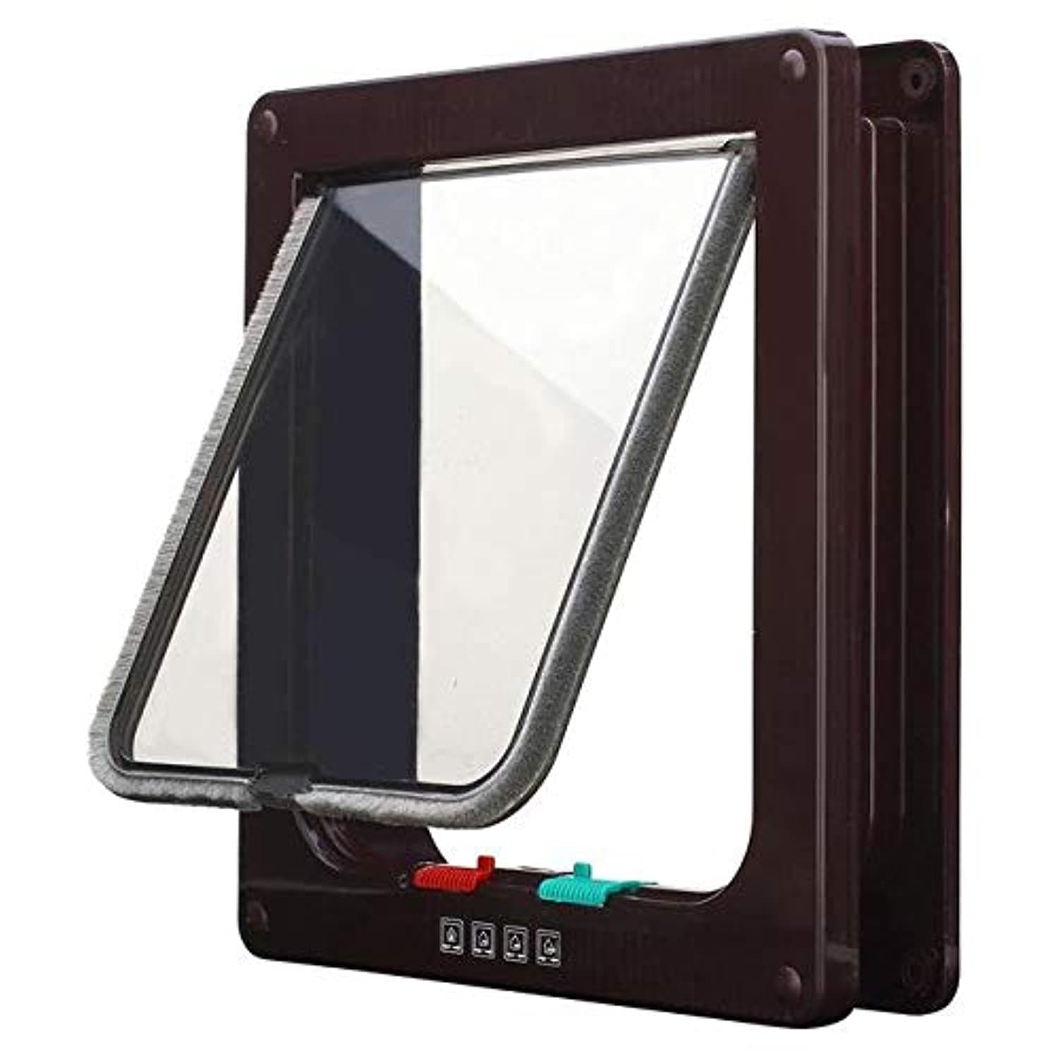 ABS Plastic 4 Ways Lockable Cat Dog Door Security Flap Gate Pet Supplies Home Gate Animal Pet Cat Dog Door 20X19.2X5CM Suggest Under 14kg waistline 40cm