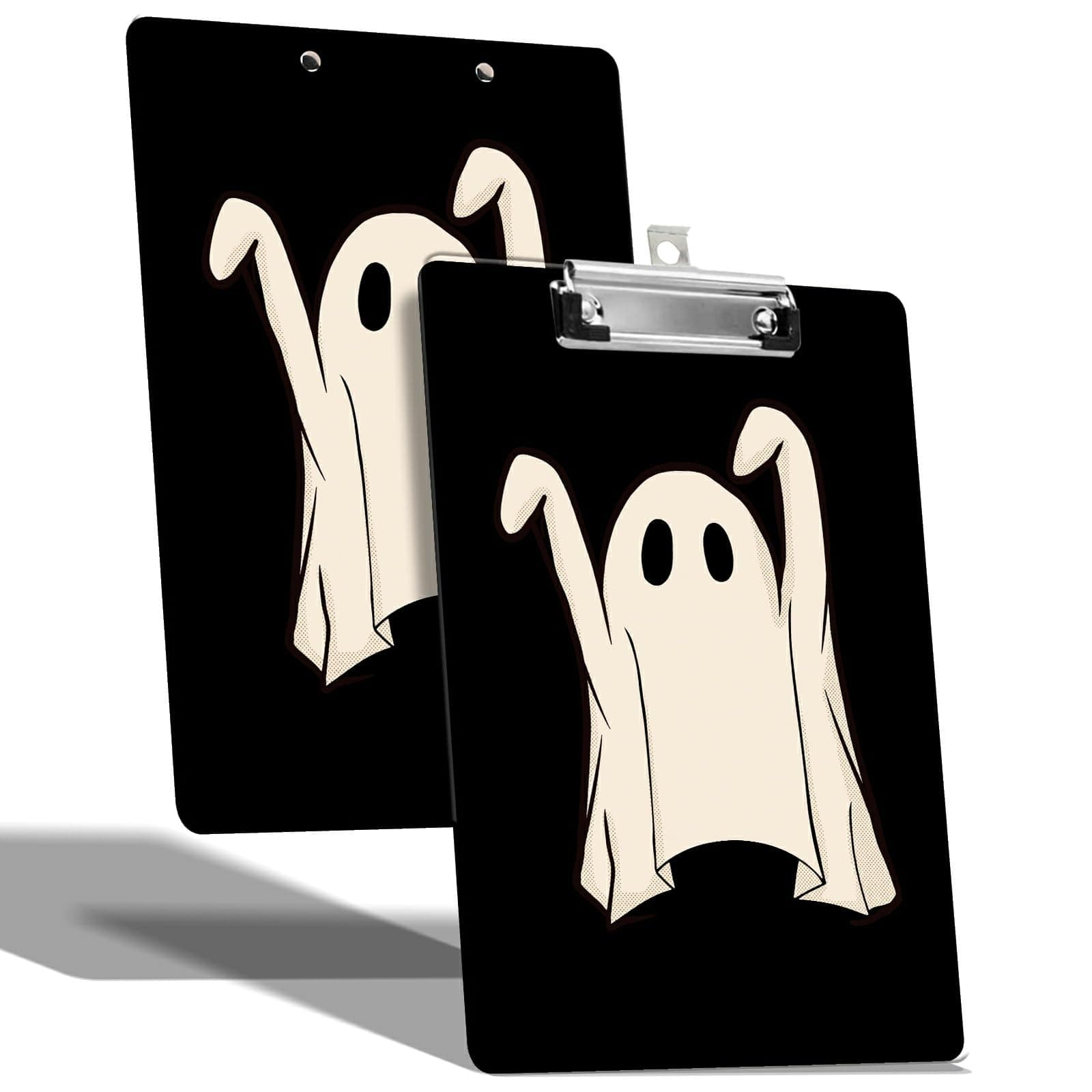 A4 Size Clipboard with Hanging Hook and Low Profile Clip, Plastic Nurse Clipboard Writing Drawing Board with Double-Side Dance Spectre Print for Woman Kids Office School Use