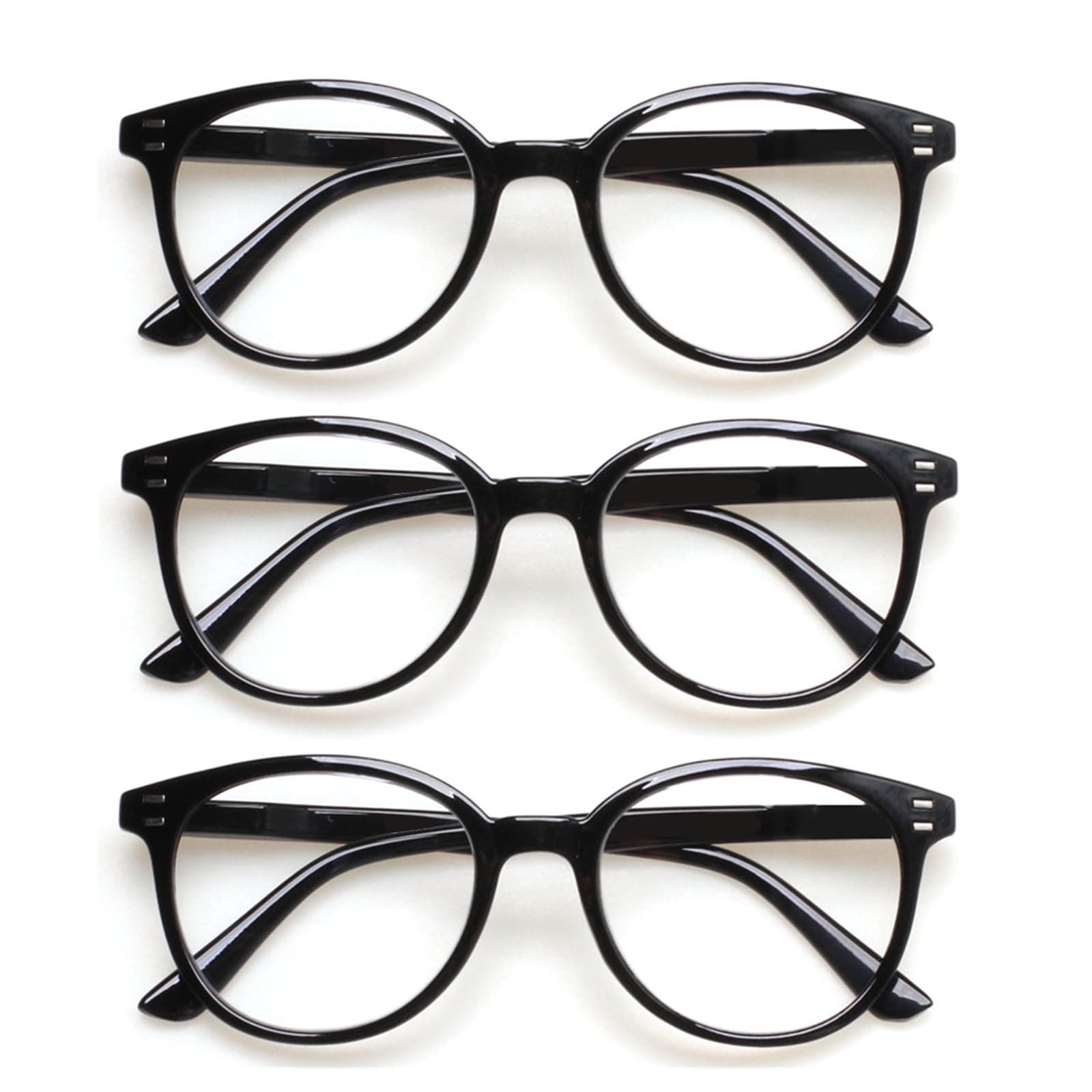 3 Pack Reading Glasses Spring Hinge Stylish Readers Black/Tortoise for Men and Women