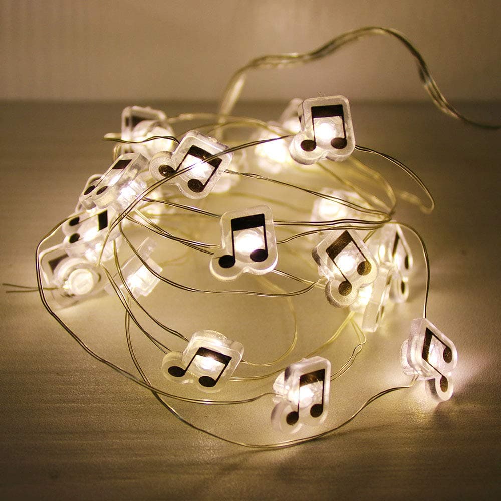 GUOCHENG 6.56ft 20 LED Music Note String Lights, Battery Operated Warm White Stave Shaped Decorative Fairy Lights, Musical DIY Gift for Music Lover