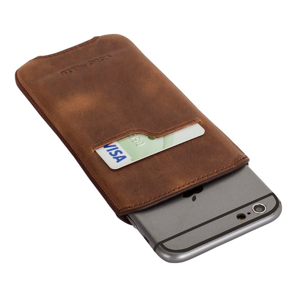 Solo Pelle iPhone 6/6S and iPhone 7 leather case / Sleeve "Leon" genuine leather with business card compartment. Premium accessory for the original Apple iPhone 6/6S/7 (Vintage Brown)