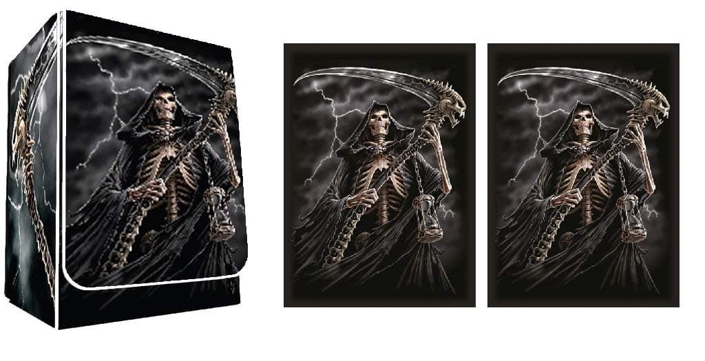 Coosolvo Reap IT! Grim Reaper Deck Box + 100 Matching Gloss Finish Sleeves (fits Magic/MTG, Pokemon Cards) by MAX PRO