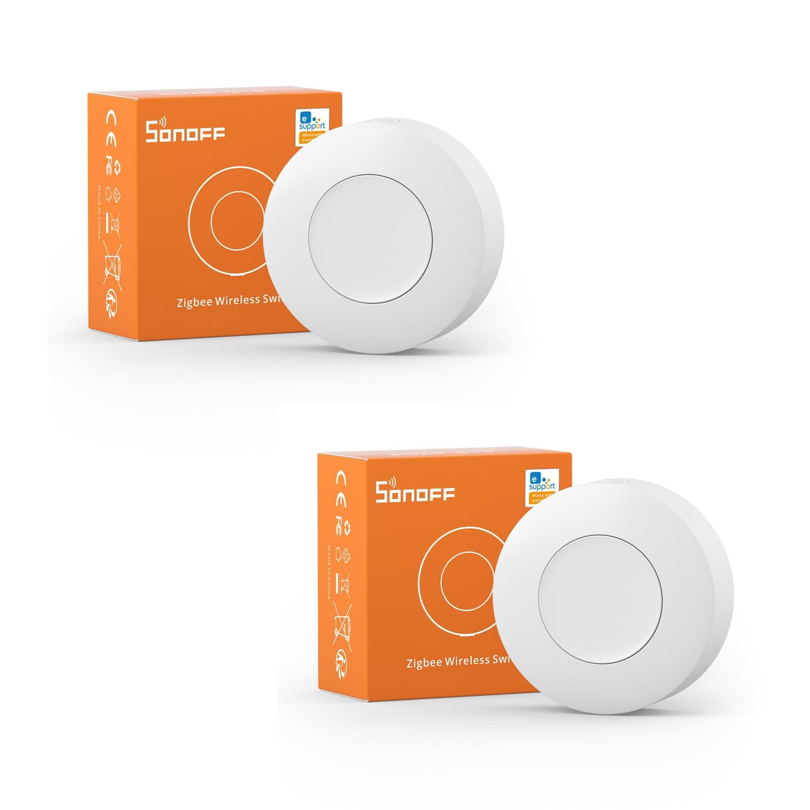 2 Pack SONOFF SNZB-01P Zigbee Wireless Switch, 2 Way Control Supports to Create Smart Scenes, Trigger The Connected Devices on eWeLink APP,5 Years Battery Life,Requires Zigbee Hub