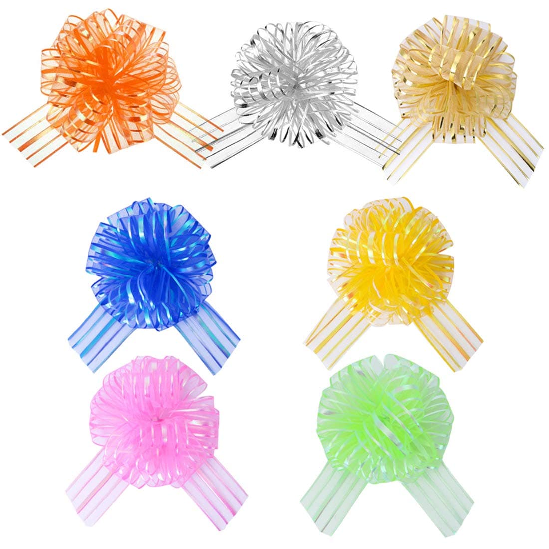 14 Pieces Organza Pull Bows Large 6 Inch Gift Wrapping Accessory Bows Ribbon Wrapping Wedding Present Flower Baskets Decoration