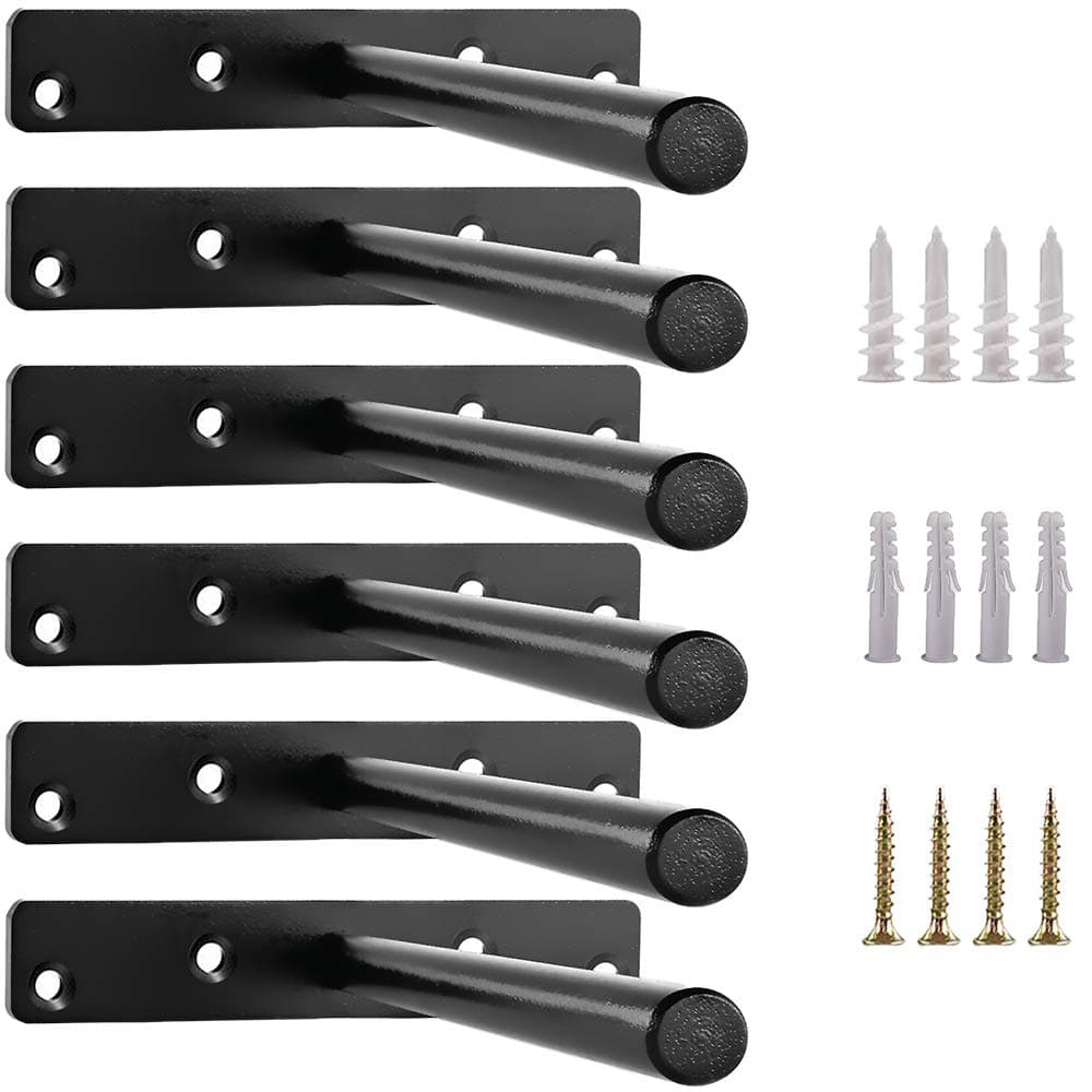MLOQI 6 Pack Floating Shelf Brackets Heavy Duty, Hidden Wall Shelf Supports, Solid Steel Brackets for Shelves with Screws (6 Inches)