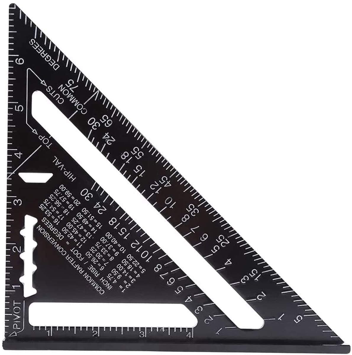 Triangle Ruler, Black Square Protractor, High Precision Aluminum Alloy Triangle Ruler, Layout Measuring Tool for Engineer Carpenter Home Builders, 7 Inch (Metric and Imperial)