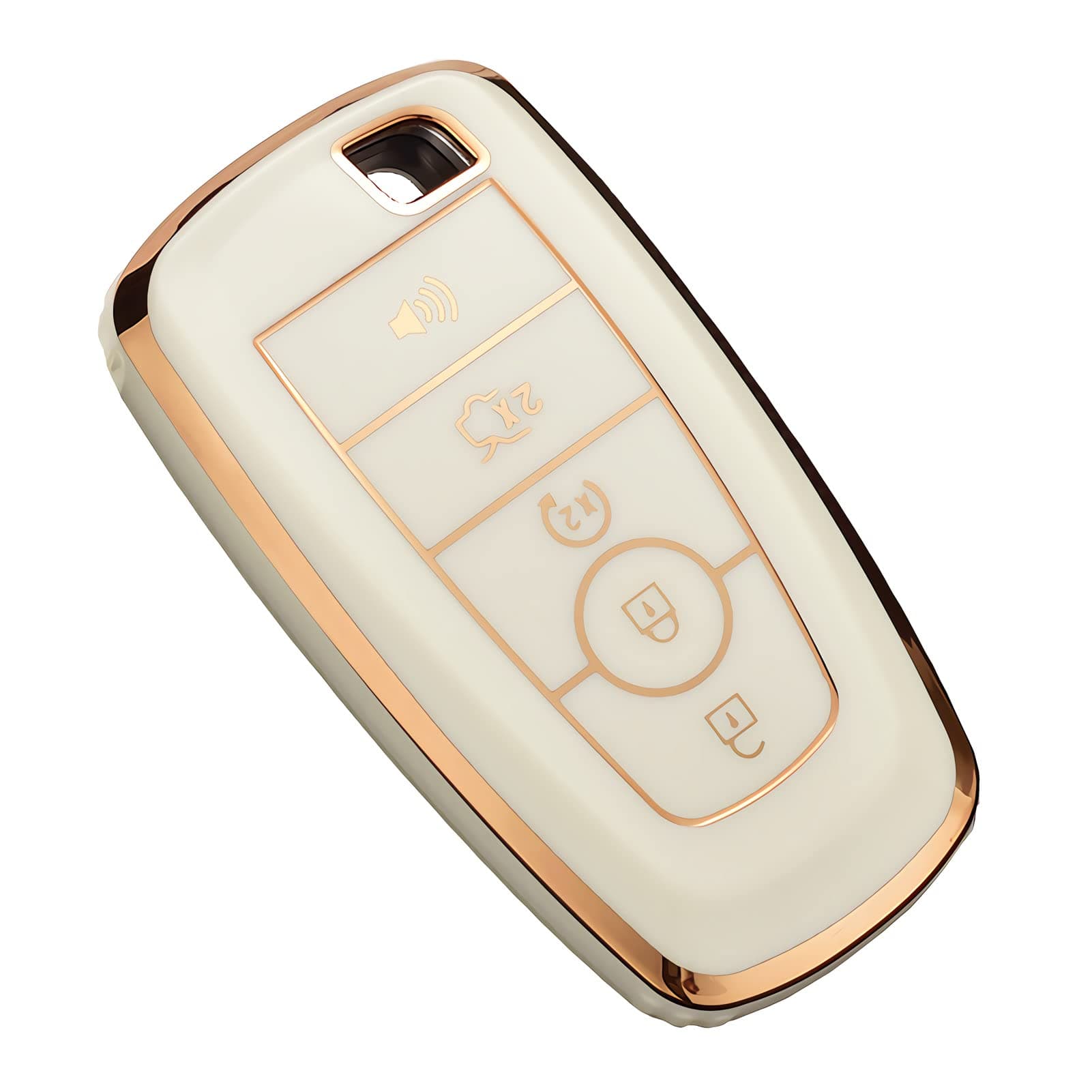 for Ford Key Fob Cover, Premium Soft TPU Full Protection Key Fob Case for Ford Lincoln Fusion Mustang F150 F250 Edge Explorer Escape Expedition Ranger Bronco Smart Remote Key Protector,Ivory